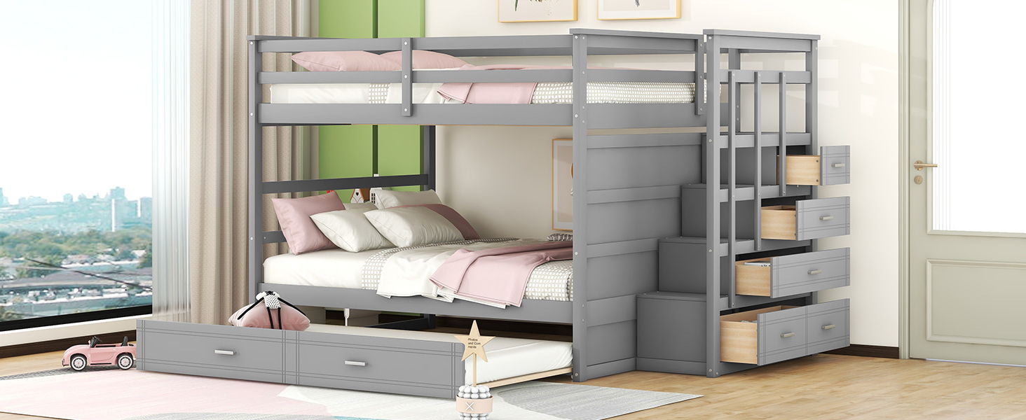 Bunk Bed With Twin Size Trundle And Staircase