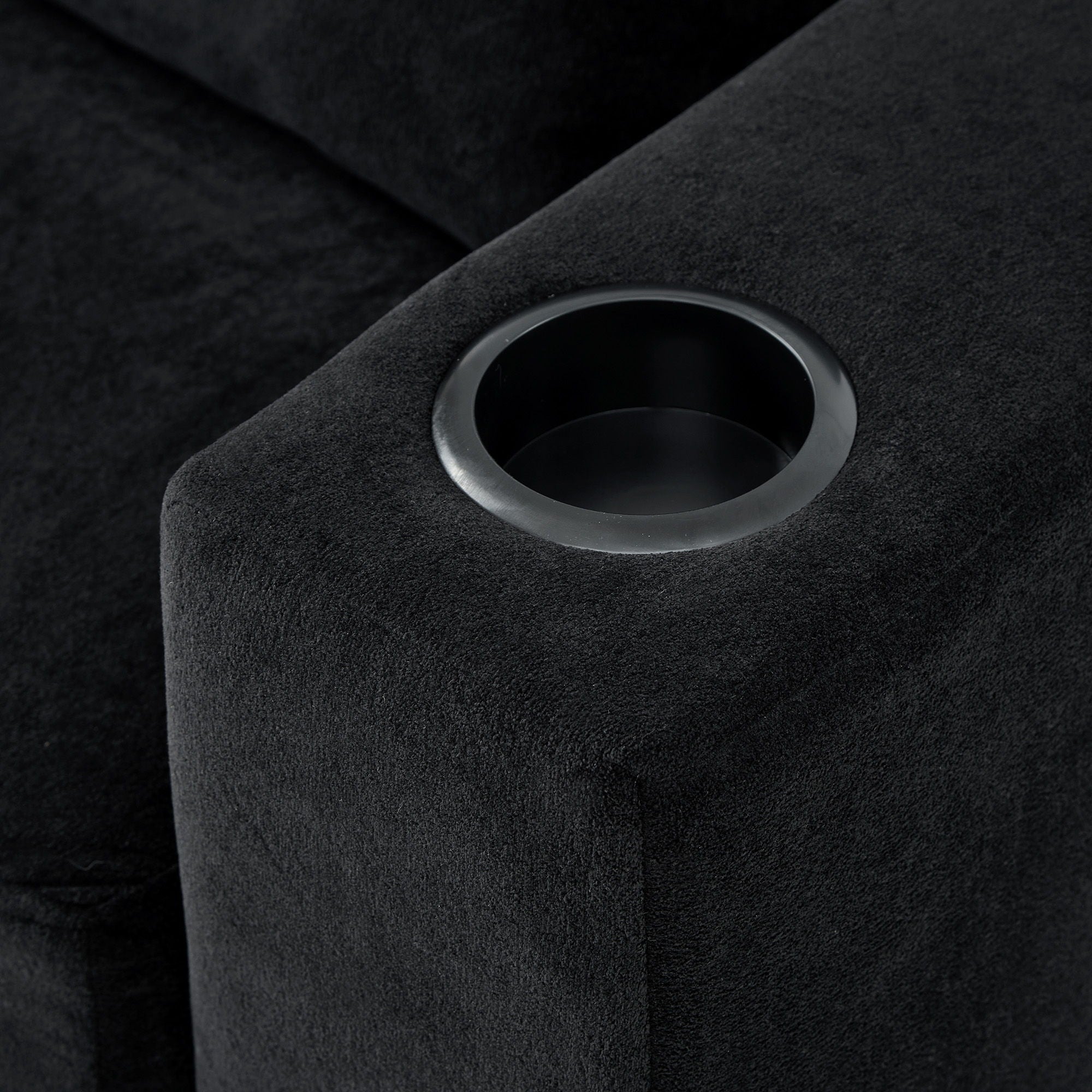 Modern Style Armchair Chaise Lounge Sofa Couch With Movable Storage Ottoman, USB Ports, Cup Holders, Phone Holder, Side Pockets