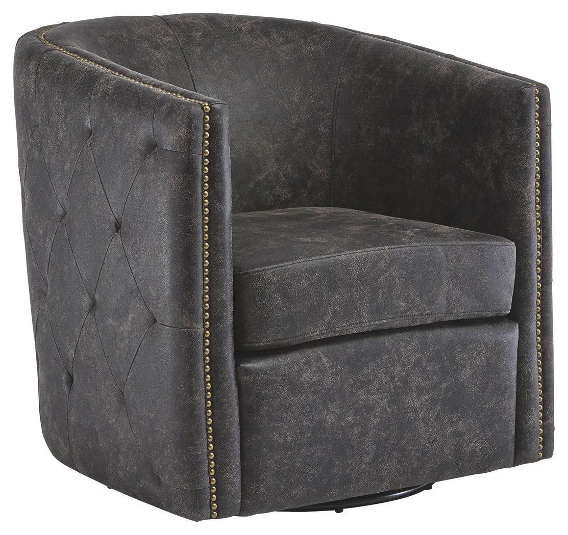 Ashley Furniture Brentlow - Distressed Black - Swivel Chair | Meri Furniture