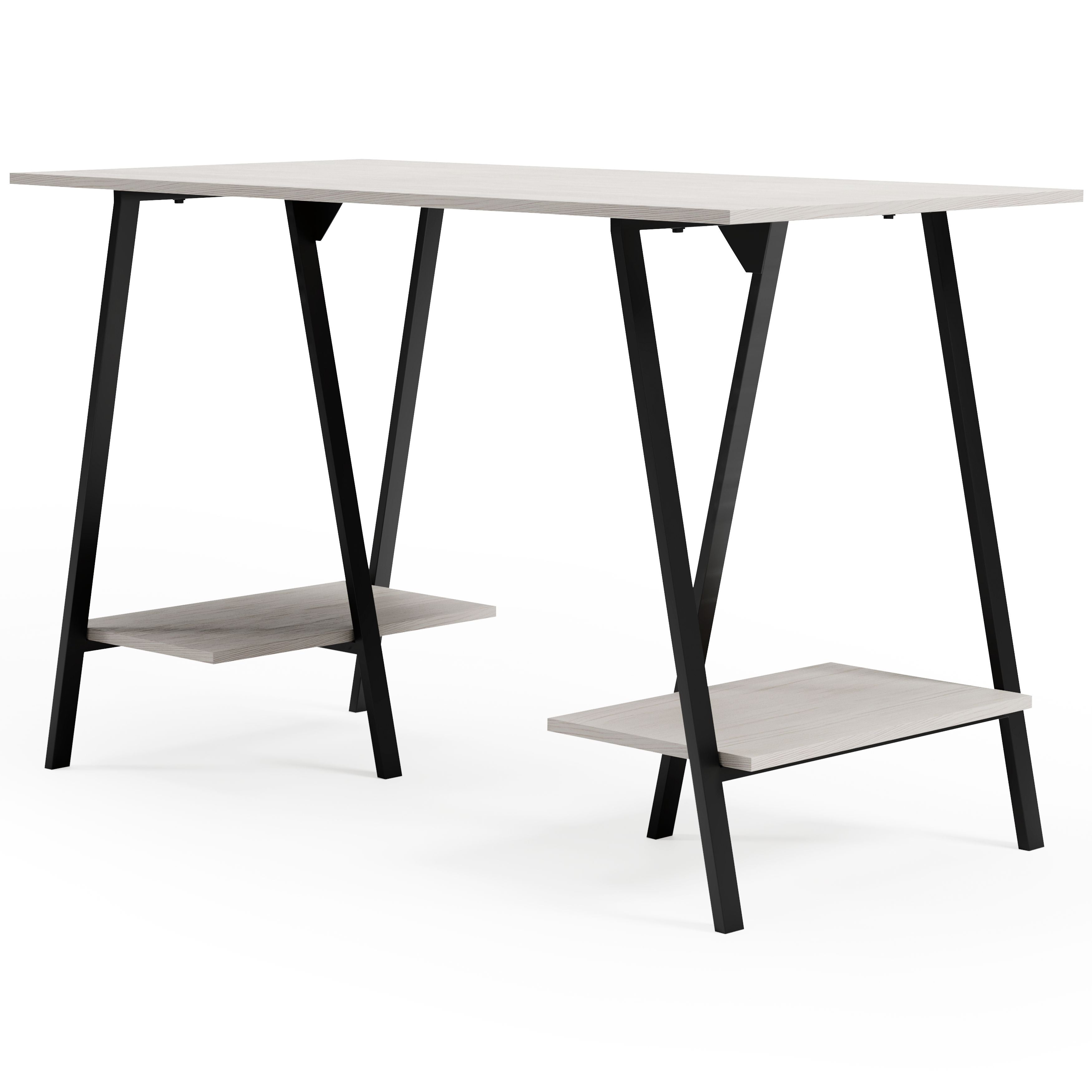 Signature Design by Ashley® Bayflynn - White / Black - Home Office Desk - 2 Fixed Shelves | Meri Furniture