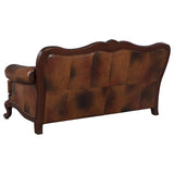 Victoria - Full Leather Upholstered Rolled Arm Sofa - Brown