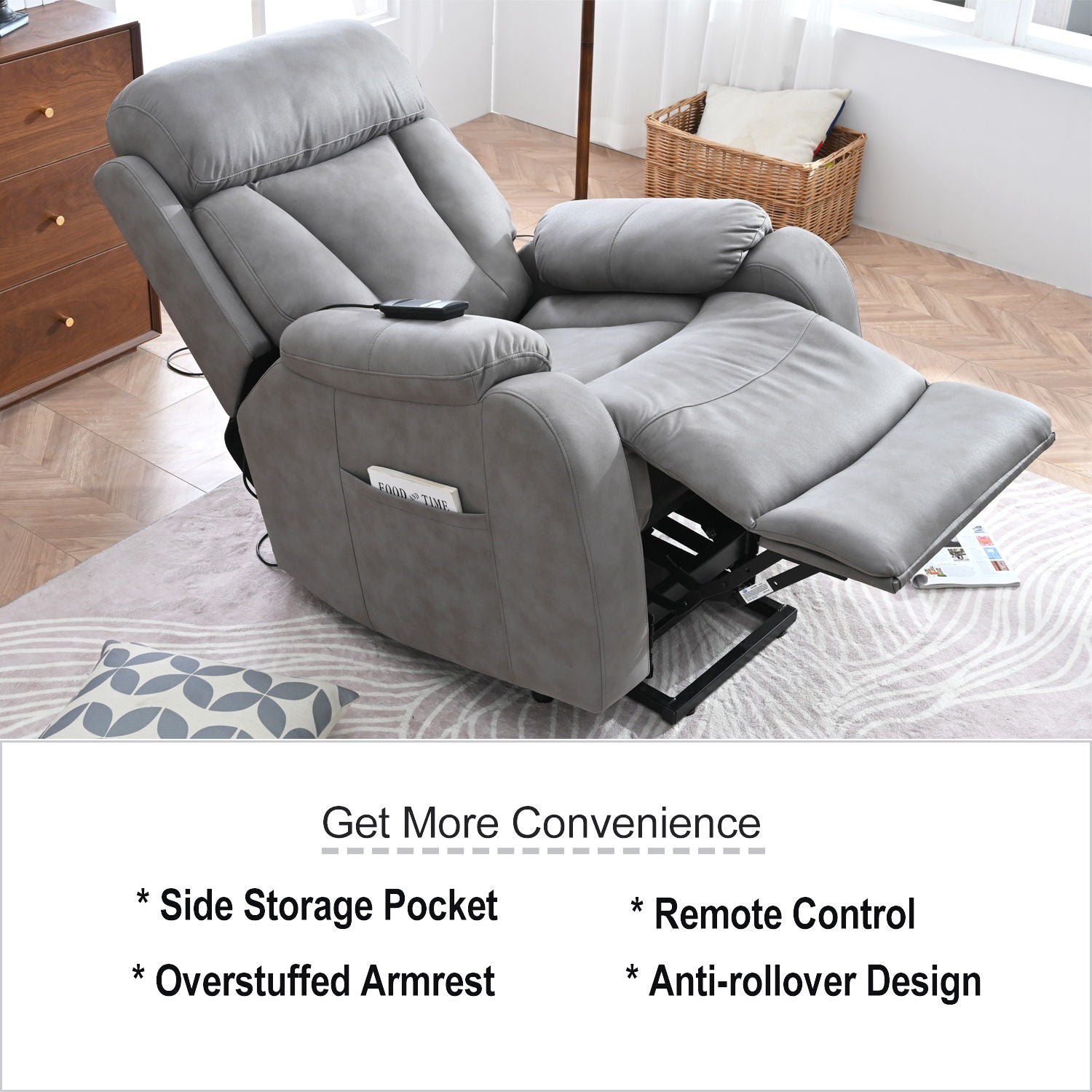 Lift Chair Recliner For Elderly Power Remote Control Recliner Sofa Relax Soft Chair Anti-Skid Australia Cashmere Fabric Furniture Living Room