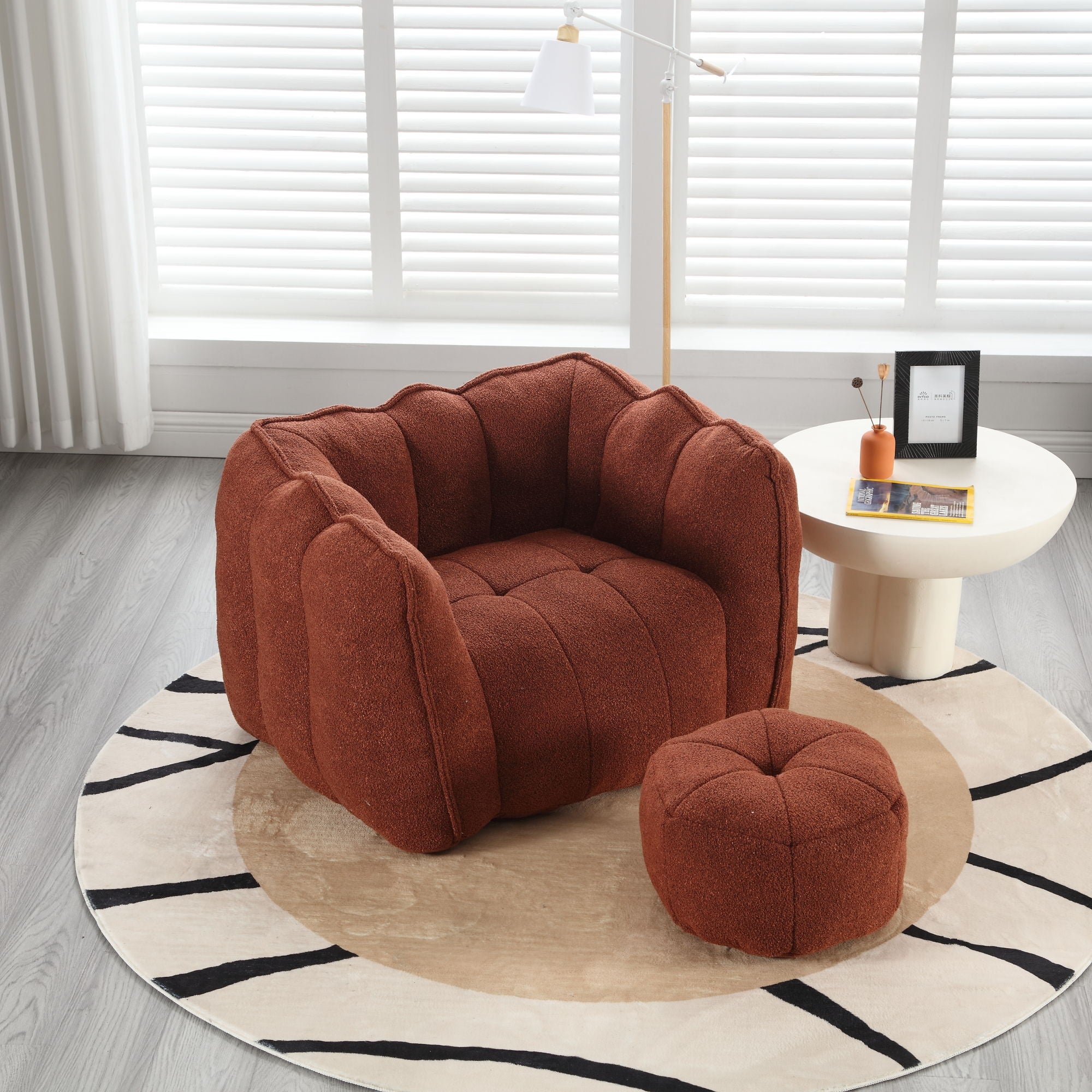 Soft Chenille Bean Bag Chair With High Resilient Foam