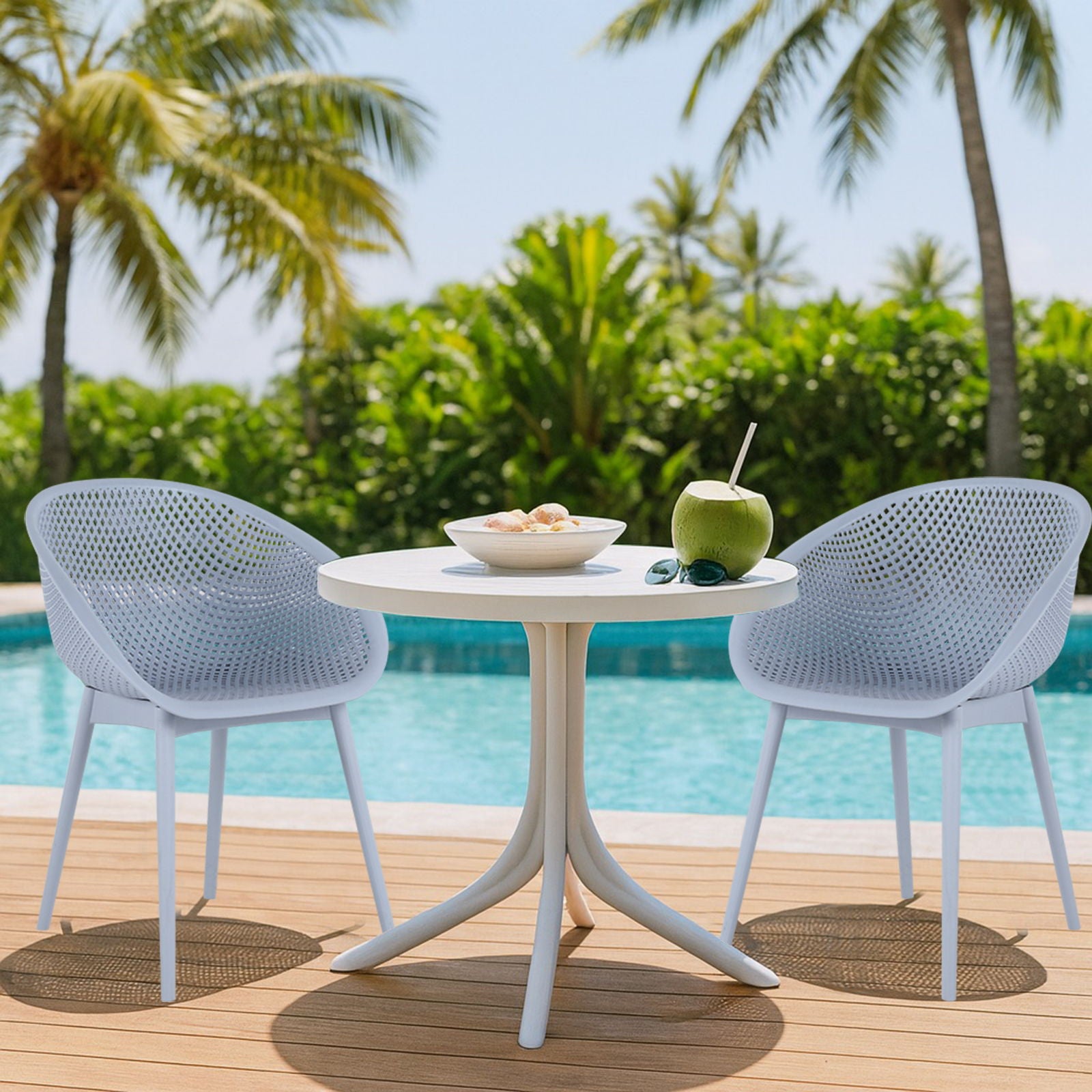 2 Piece Durable Single Chair With Mesh Hollow Out Design