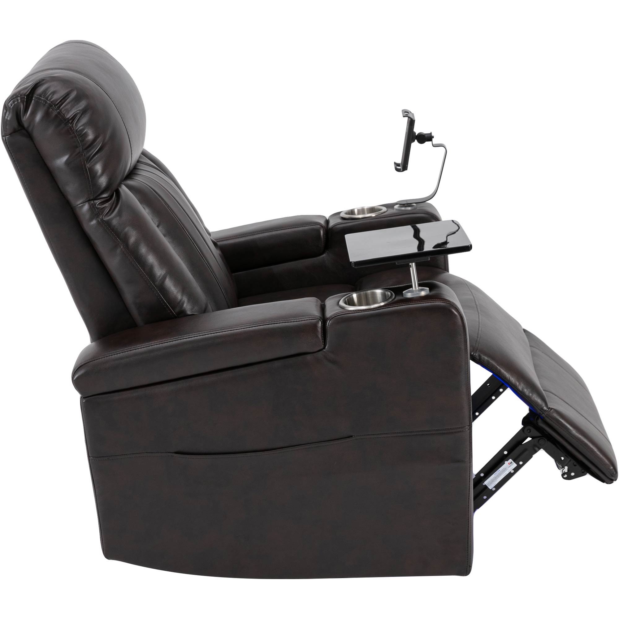 Power Recliner With Storage Arms, Cupholders, Swivel Tray Table And Cell Phone Stand - Brown