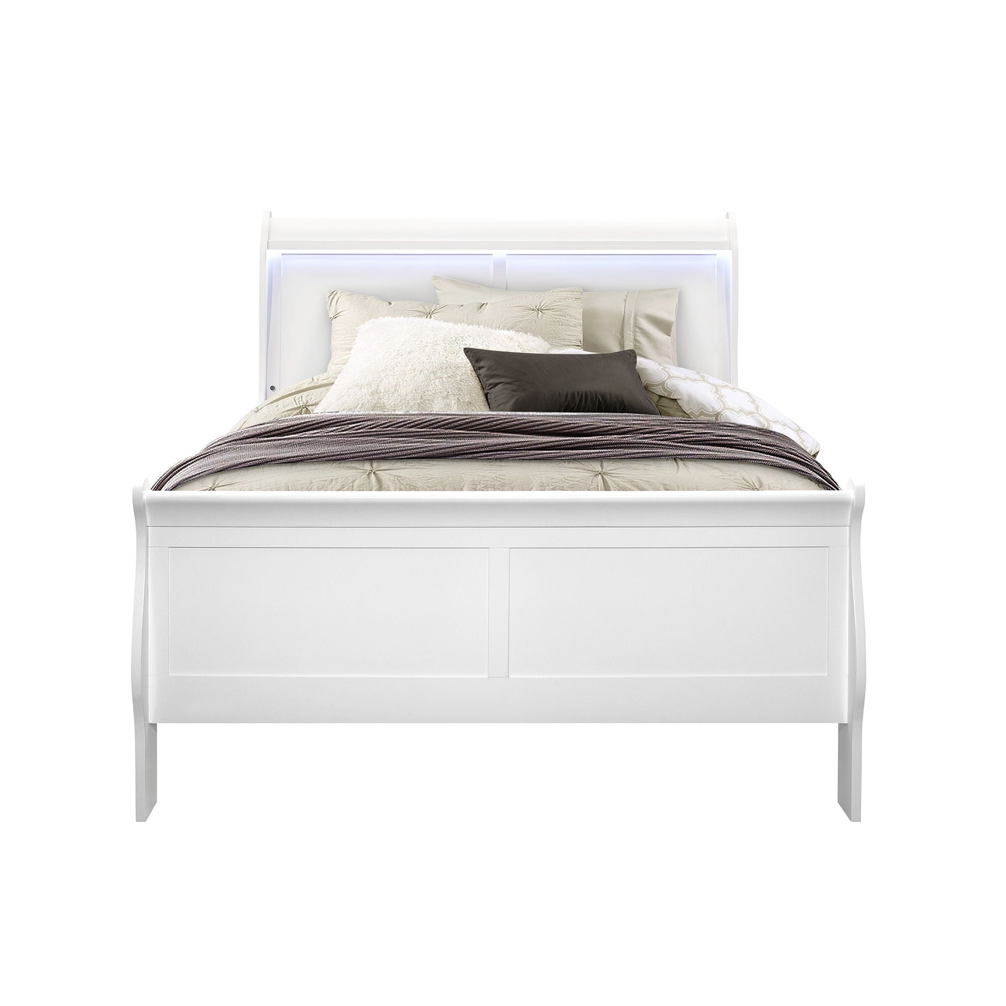 Charlston - Modern Sleigh Design Bed With LED