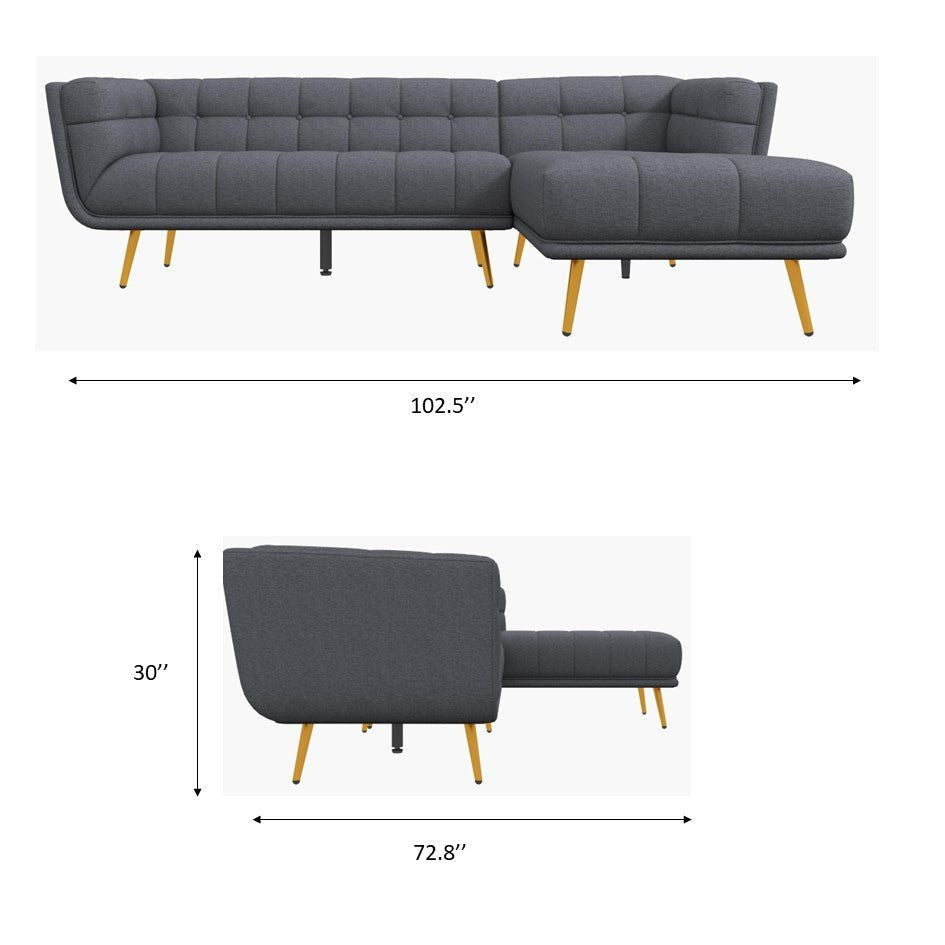 Addison - L Shape Sectional Sofa Tufted