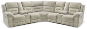 Signature Design by Ashley® Family Den - Pewter - 3-Piece Power Reclining Sectional With 2 Loveseats With Console | Meri Furniture