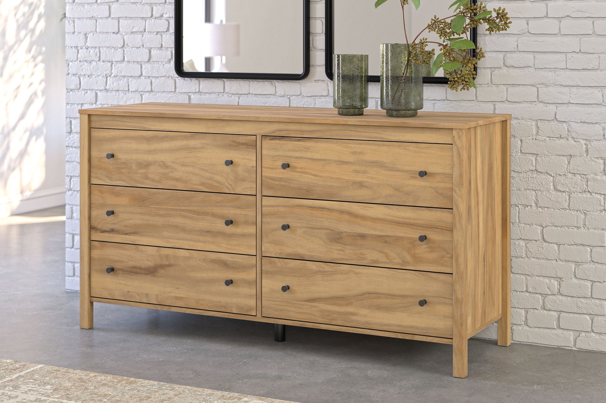 Signature Design by Ashley® Bermacy - Light Brown - Six Drawer Dresser | Meri Furniture