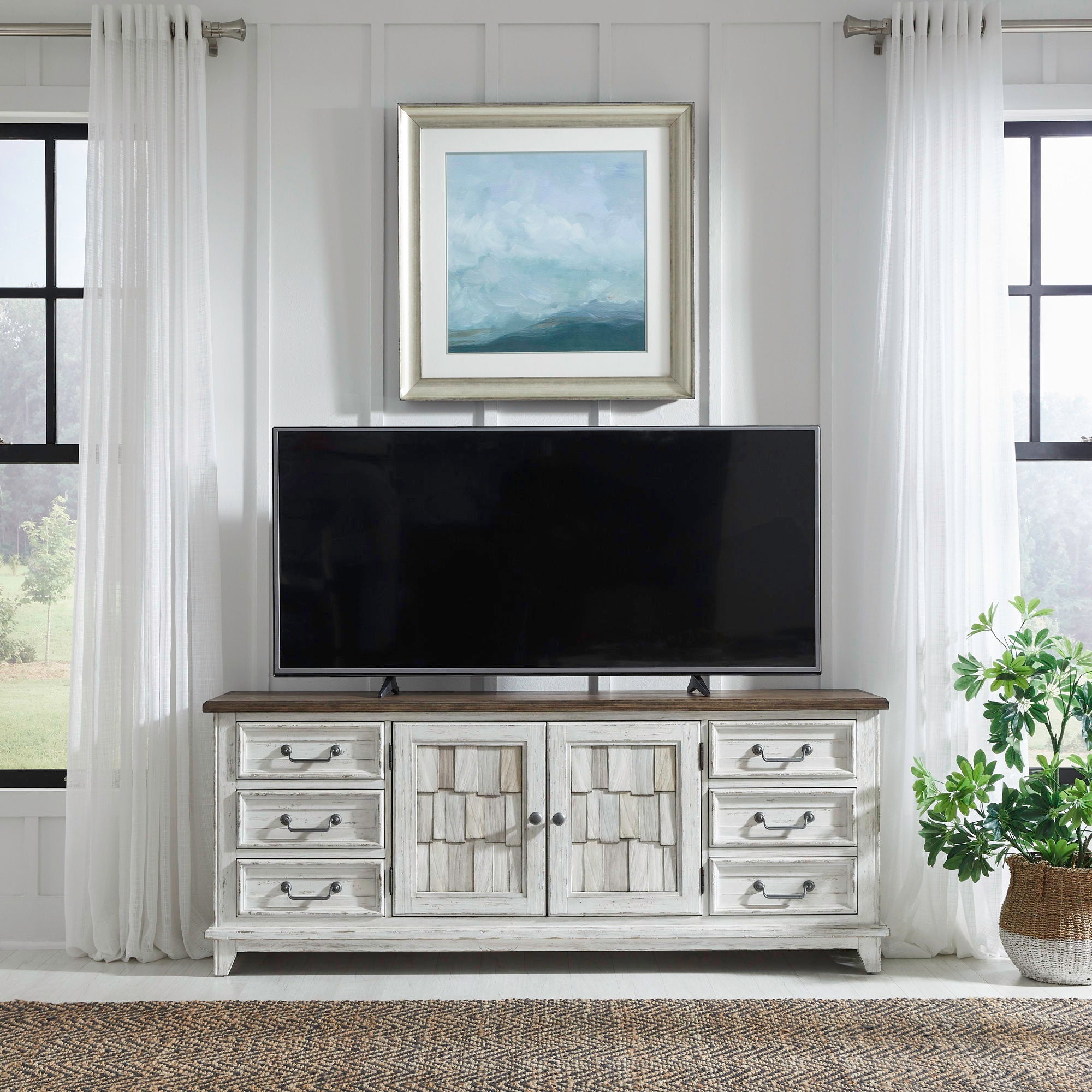 Liberty Furniture River Place - 75" Entertainment Console - White | Meri Furniture