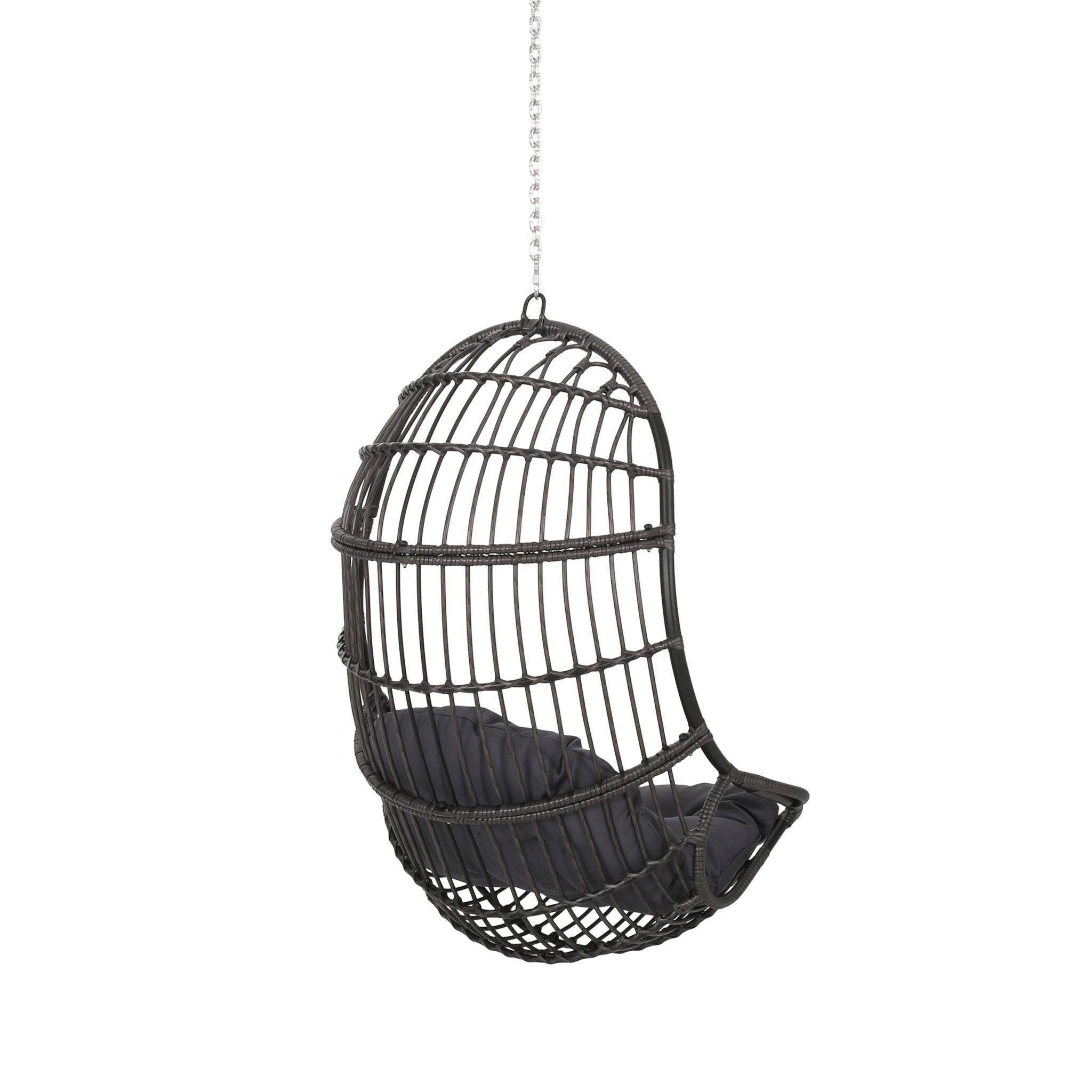 Rustic Hanging Basket Chair With Cushion