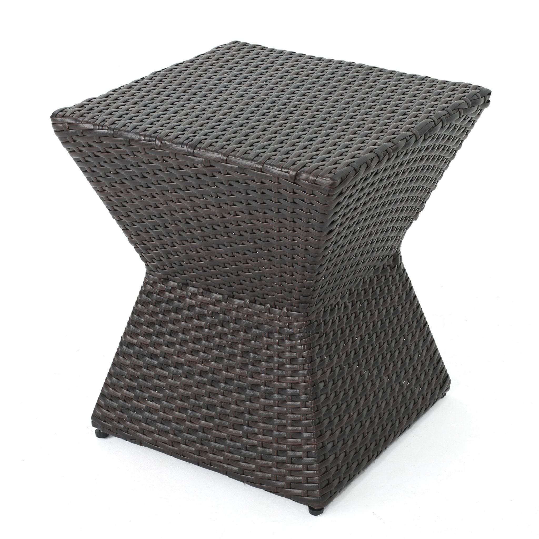Outdoor Wicker End Table - Brown Multi