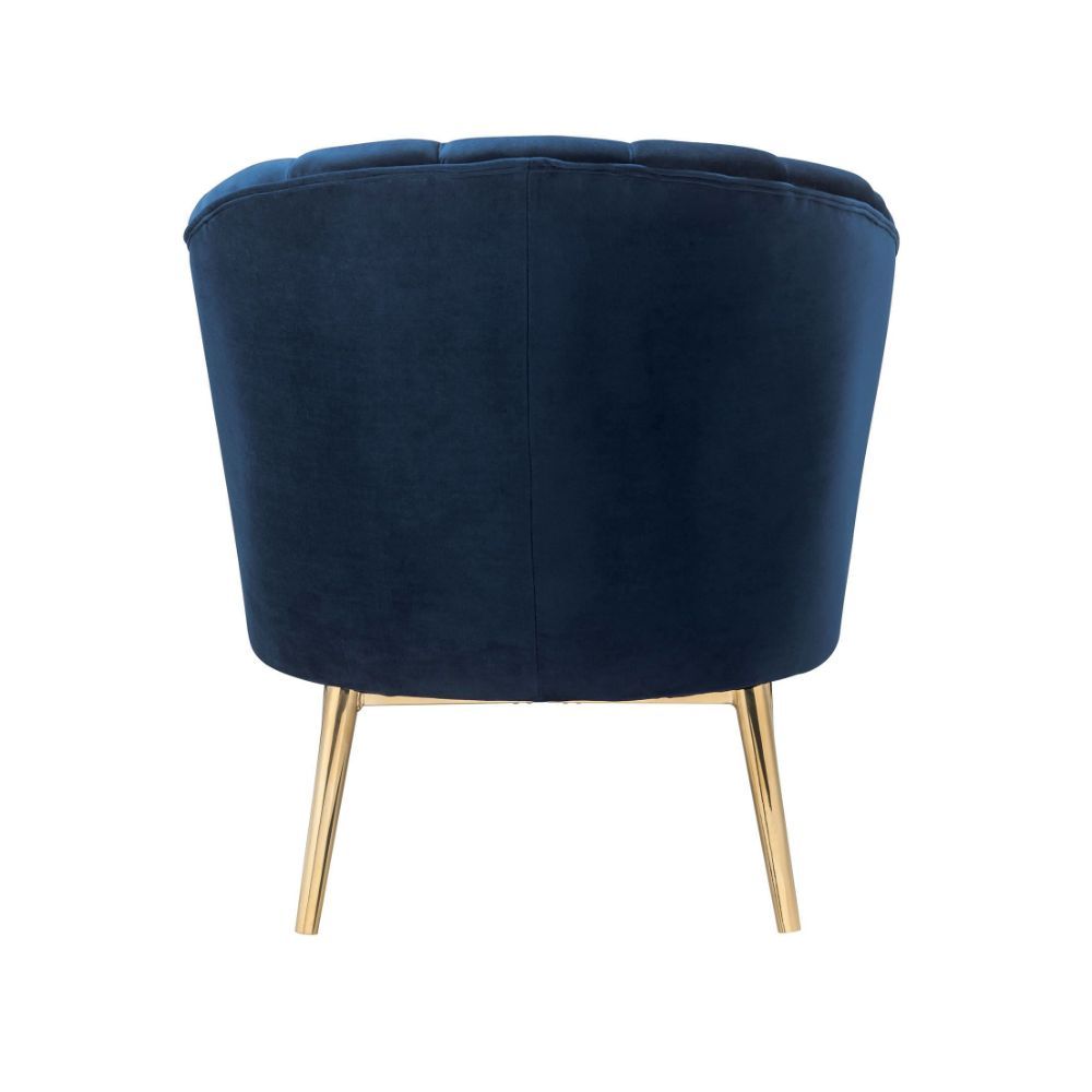 ACME Refined carving with authentic styling, the Colla accent chair is the embodiment of elegance. The thick padded velvet cushion with straight-lined detailing offers superior coziness. | Meri Furniture