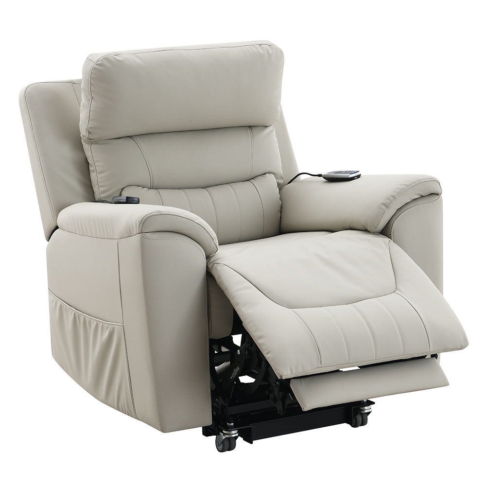 Marsha - Power Recliner With Lift & Massage - Light Gray Leather