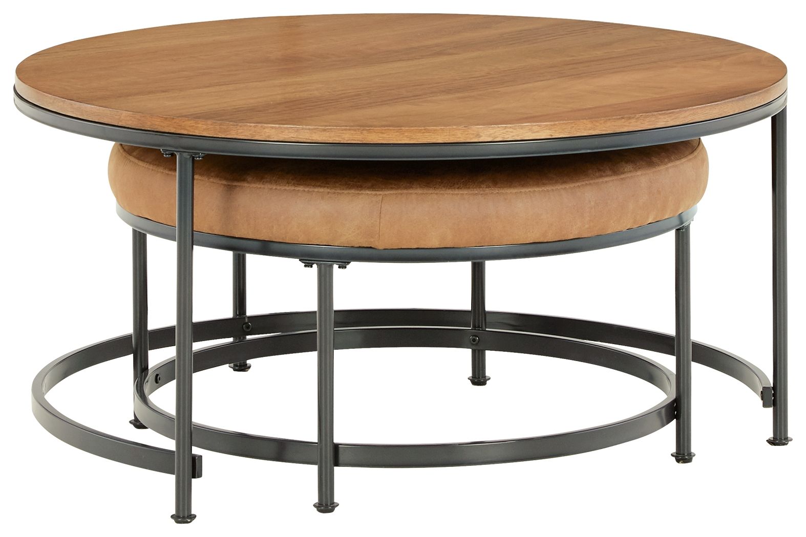 Signature Design by Ashley® Drezmoore - Light Brown / Black - Nesting Cocktail Tables (Set of 2) | Meri Furniture
