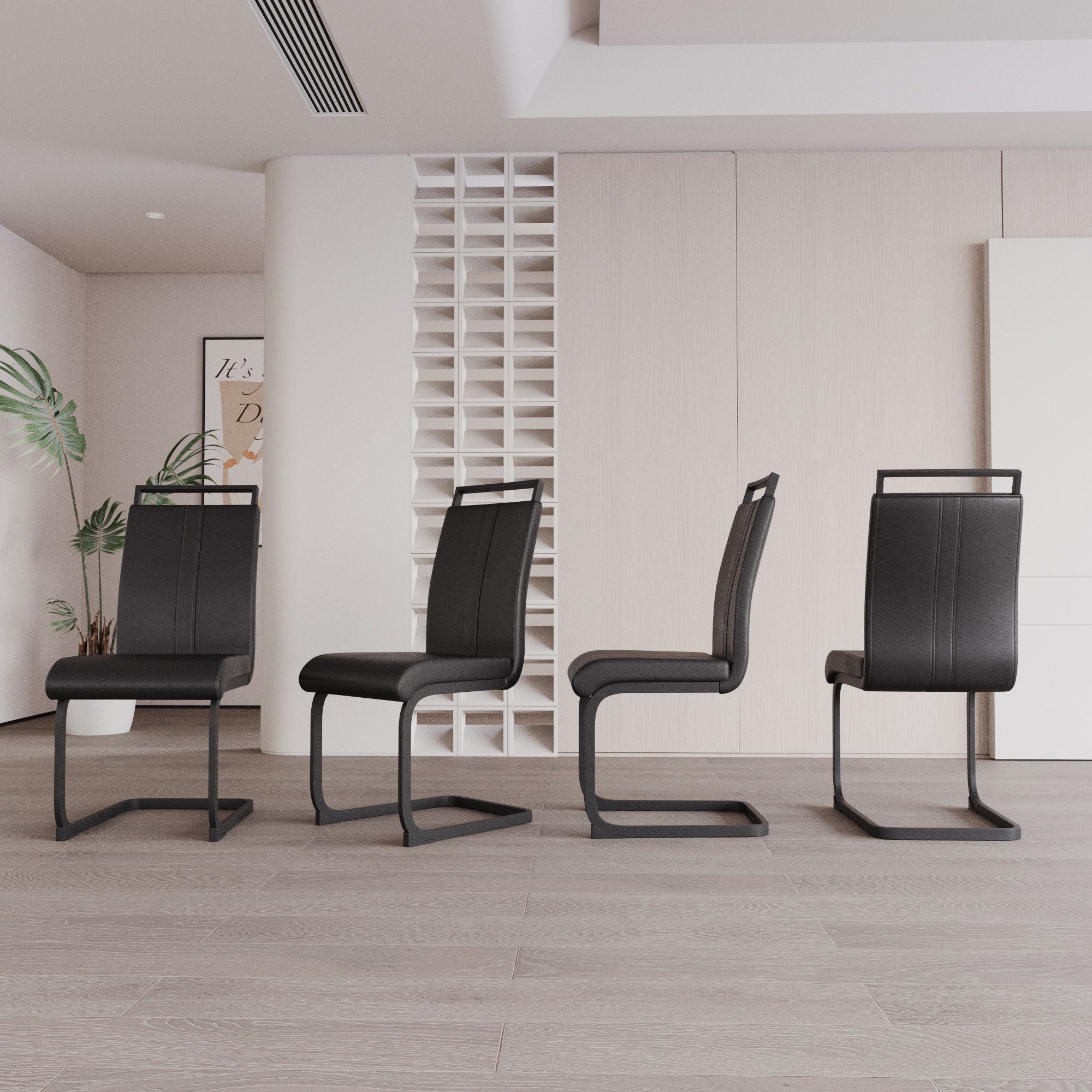 Modern Dining Chairs With High Back Upholstered Design Metal Legs