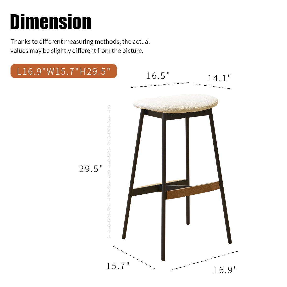 Modern Bar Stools Comfortable & Stylish, Soft Fabric Upholstered, Backless (Set of 2)
