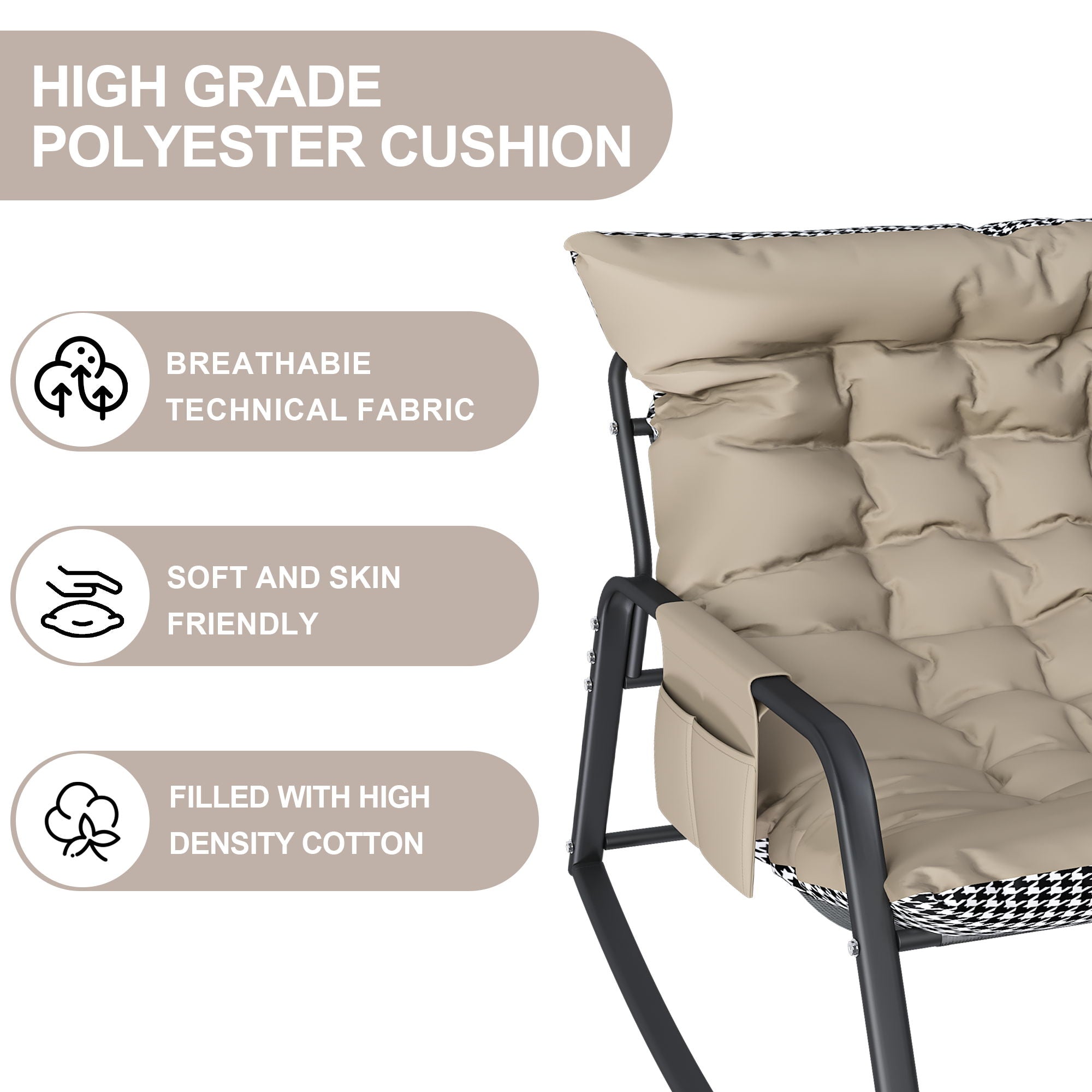 Rocking Chair With Storage, Cushions & Armrests