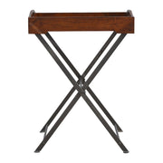 Tray With Cross Iron Base - Brown / Steel Gray