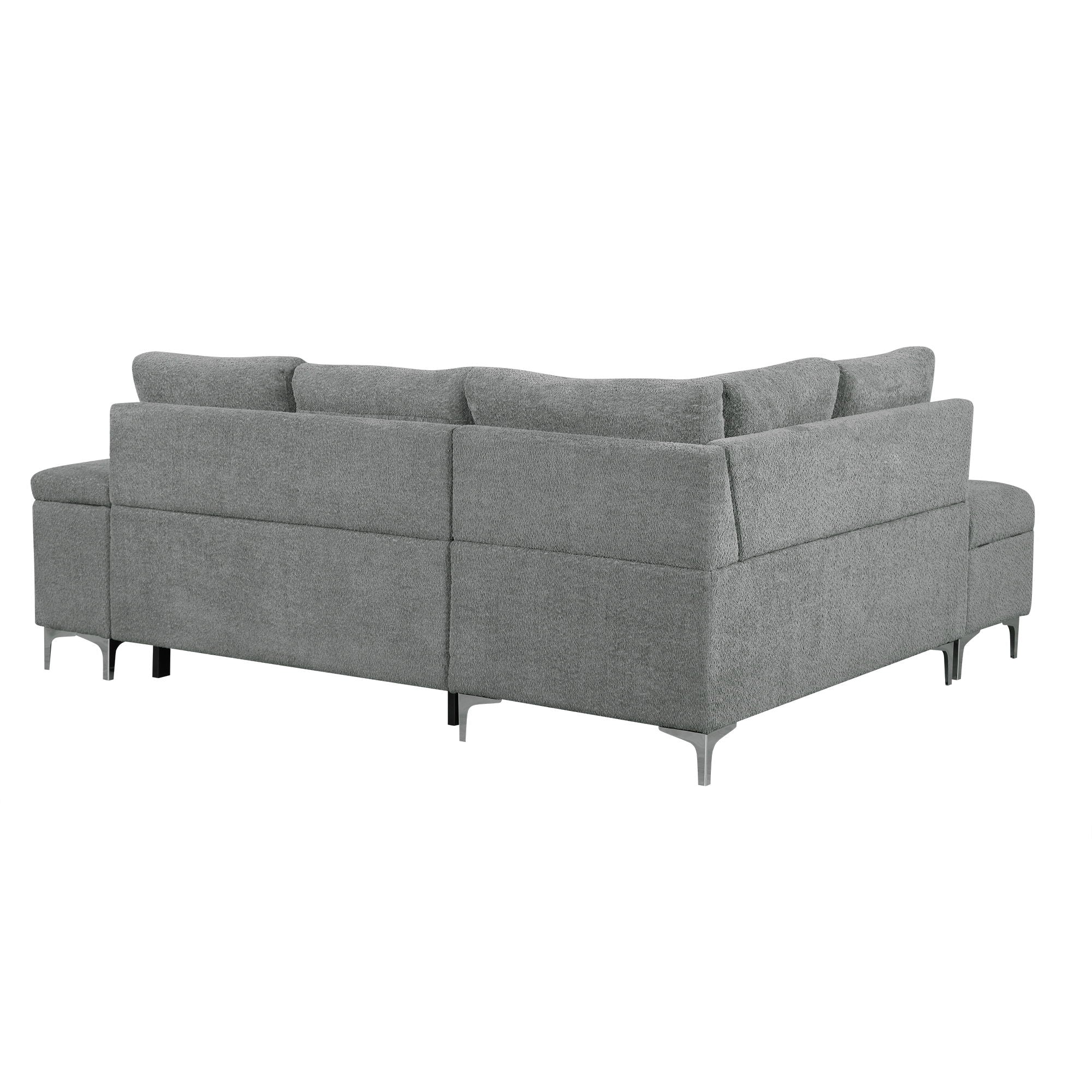 Versatile L Shaped Sofa Bed With Storage, Cup Holders, USB Ports Chenille