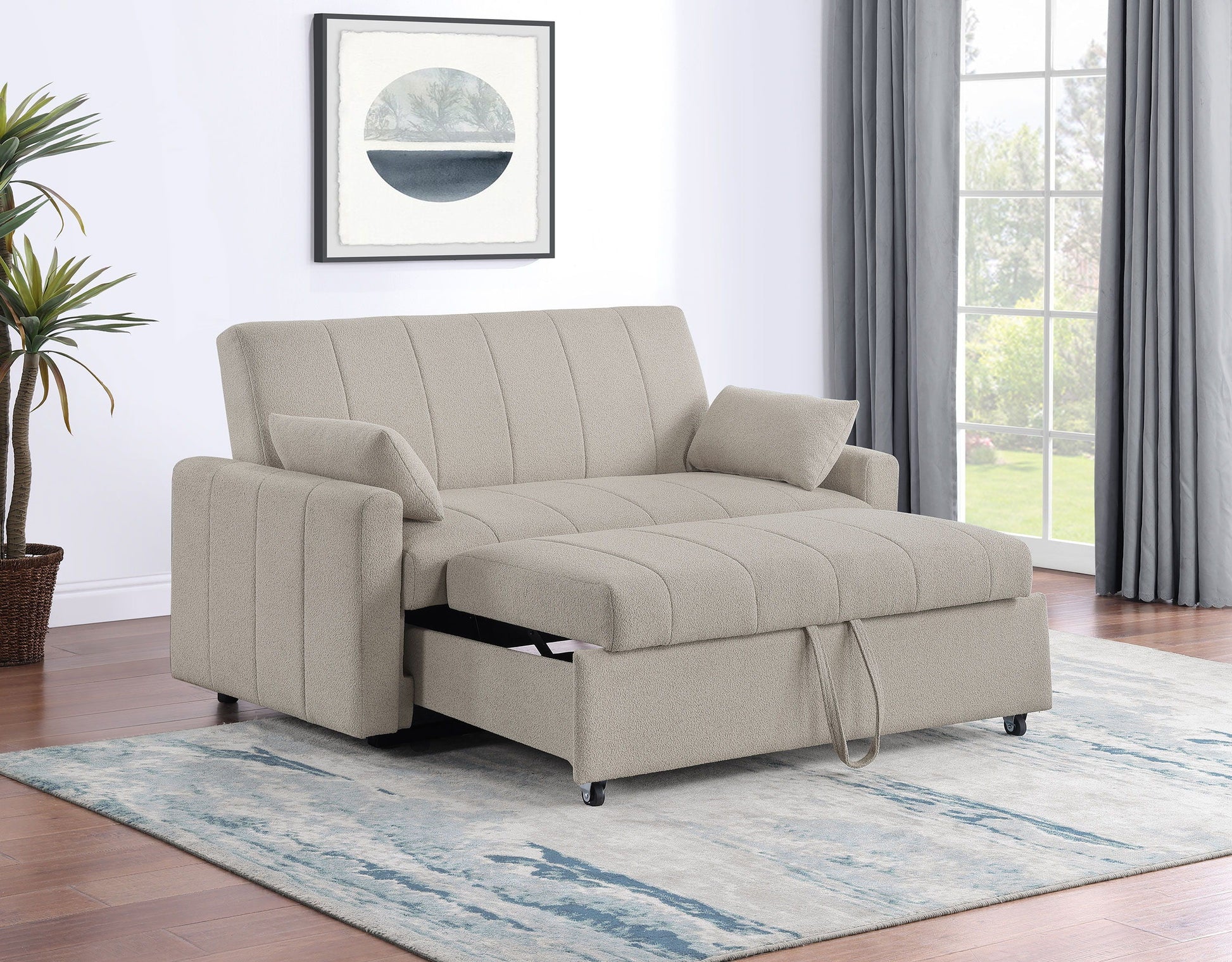 Coaster Fine Furniture Portland - Boucle Upholstered Sleeper Sofa Bed | Meri Furniture