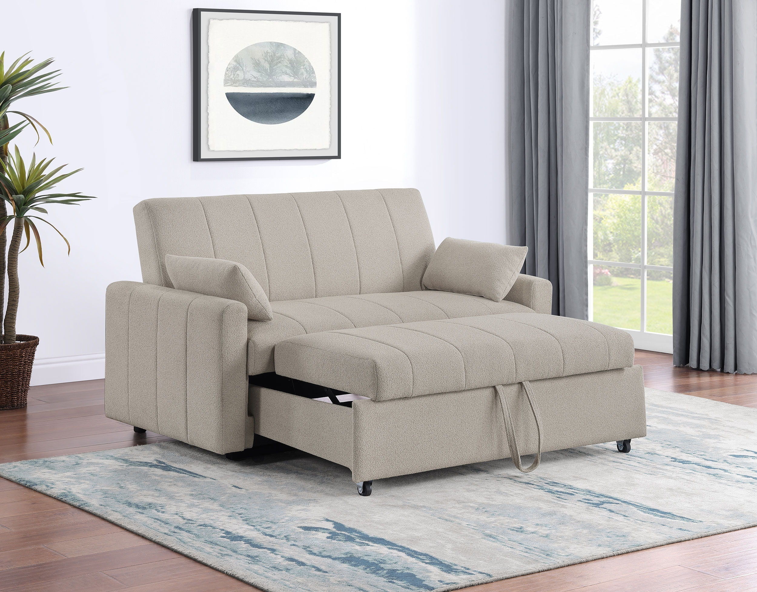 Coaster Fine Furniture Portland - Boucle Upholstered Sleeper Sofa Bed | Meri Furniture