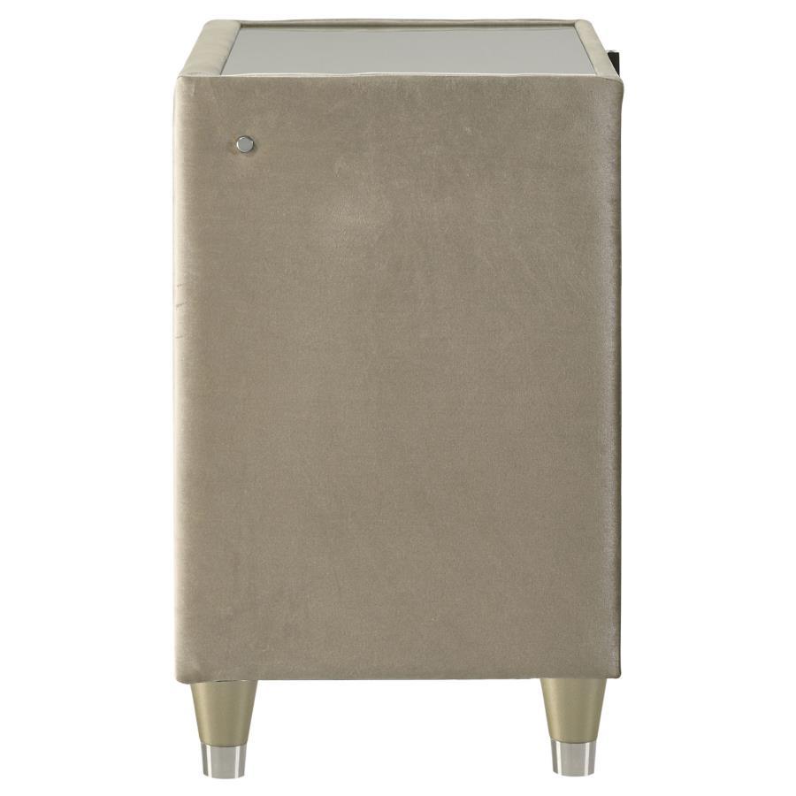 Lorient - 2-Drawer LED Nightstand With USB - Ivory And Camel