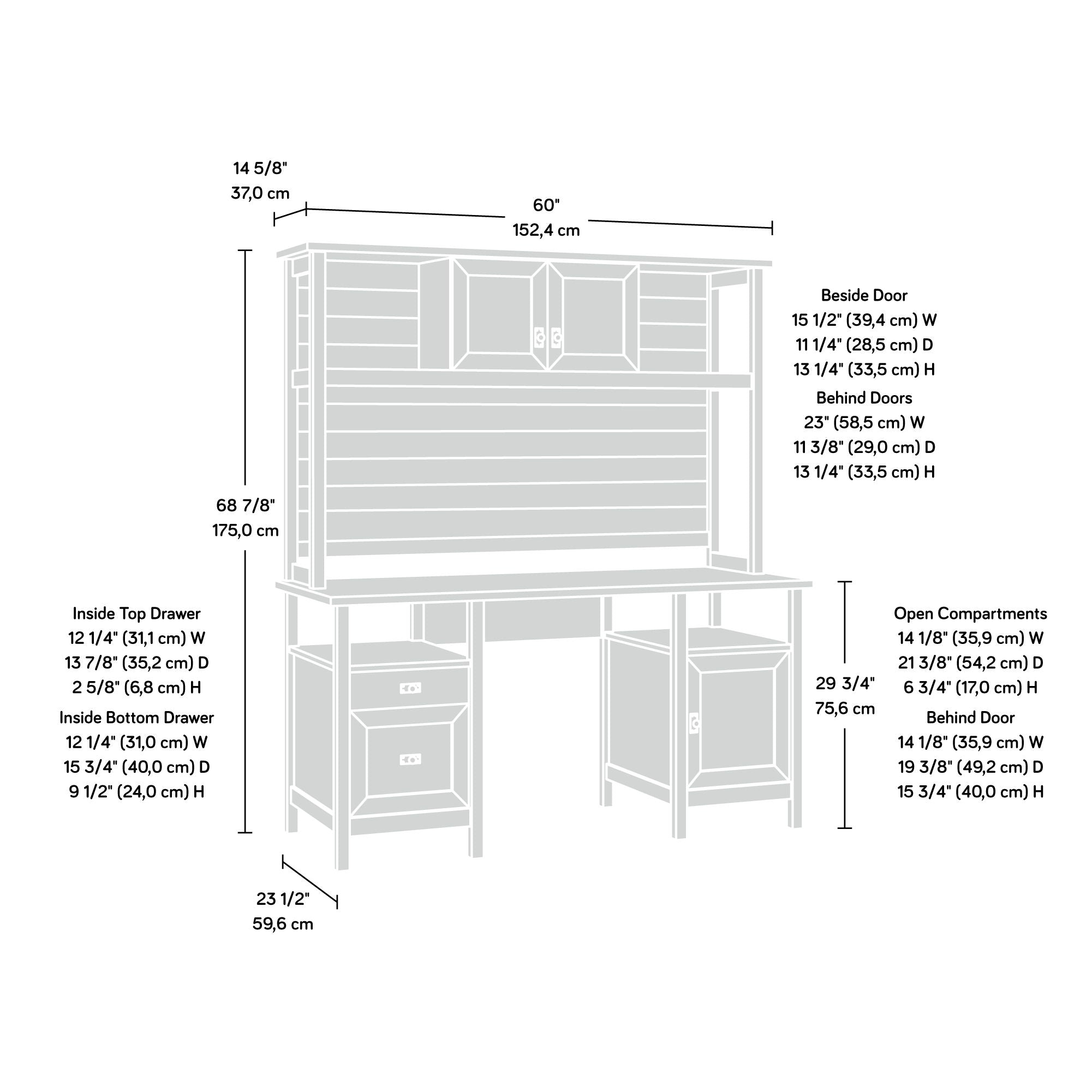 White Double Pedestal Desk with Hutch Bundle