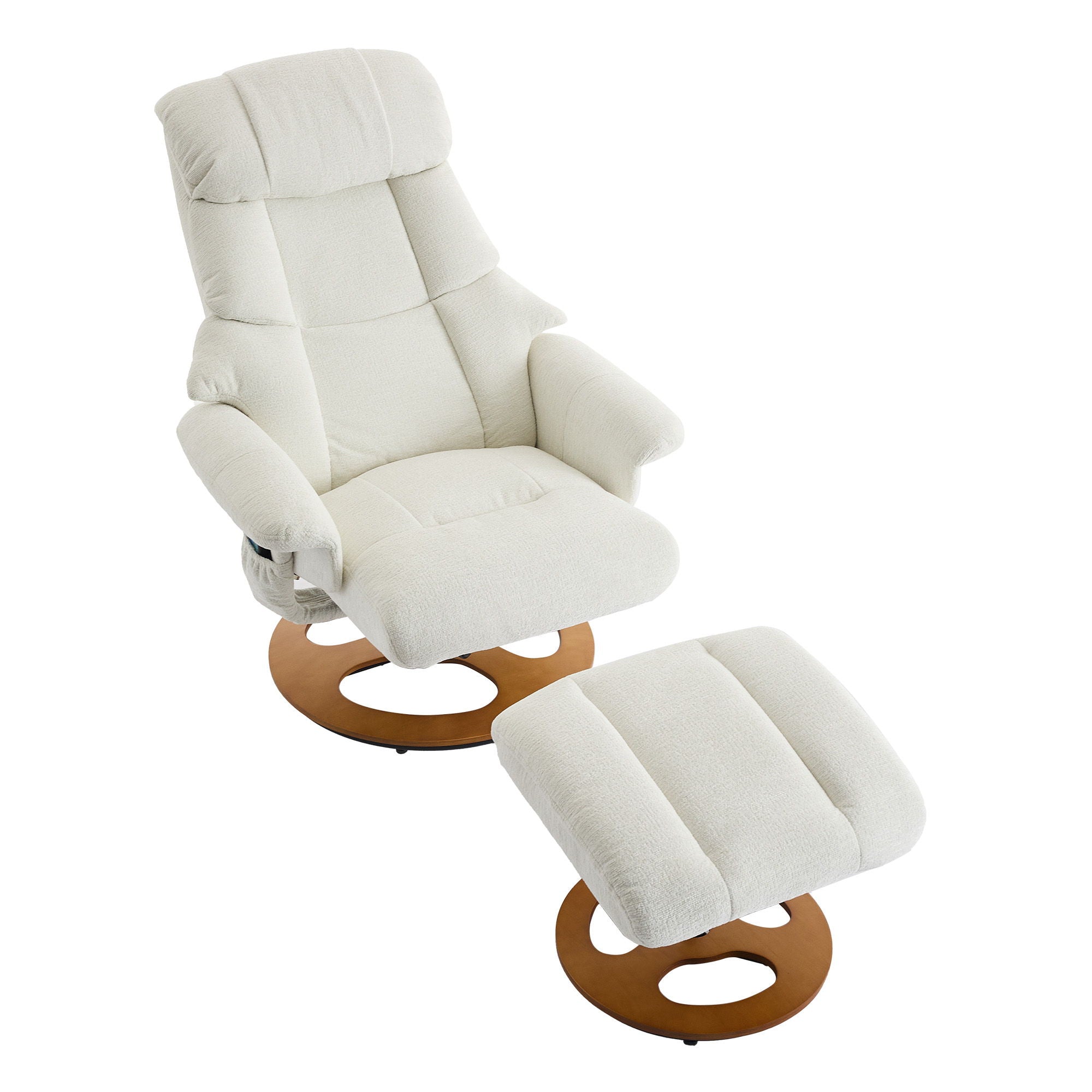 Ergonomic Recliner Chair With Ottoman, Modern 360° Swivel With Footstool