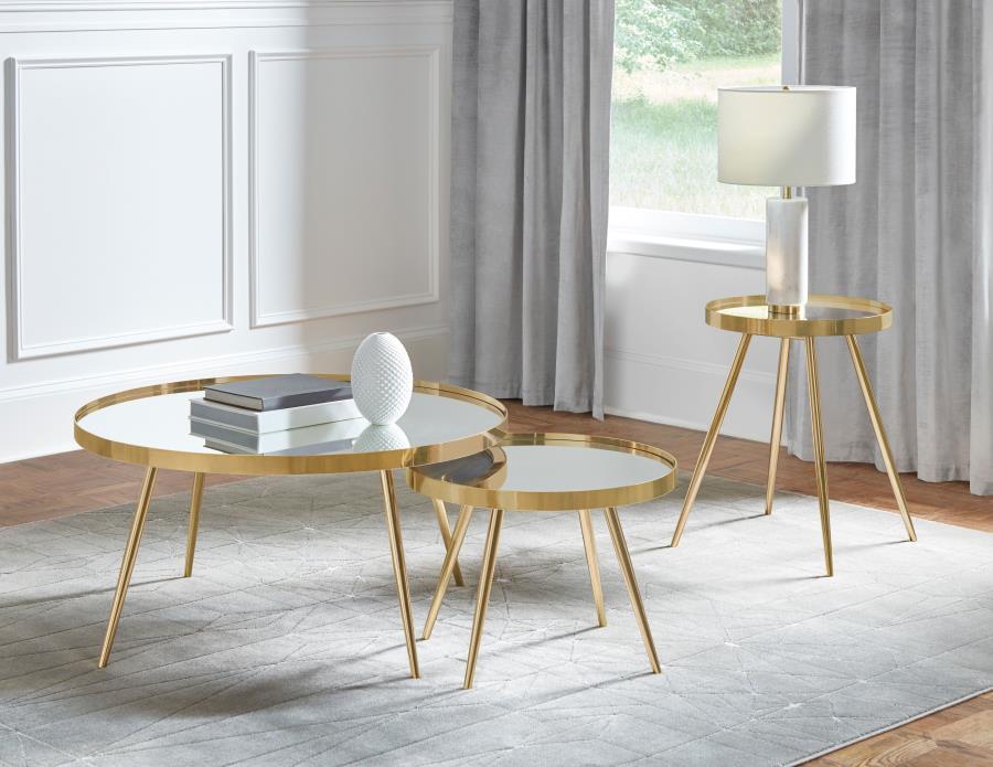 Coaster Fine Furniture Kaelyn - Round Mirror Top End Table | Meri Furniture