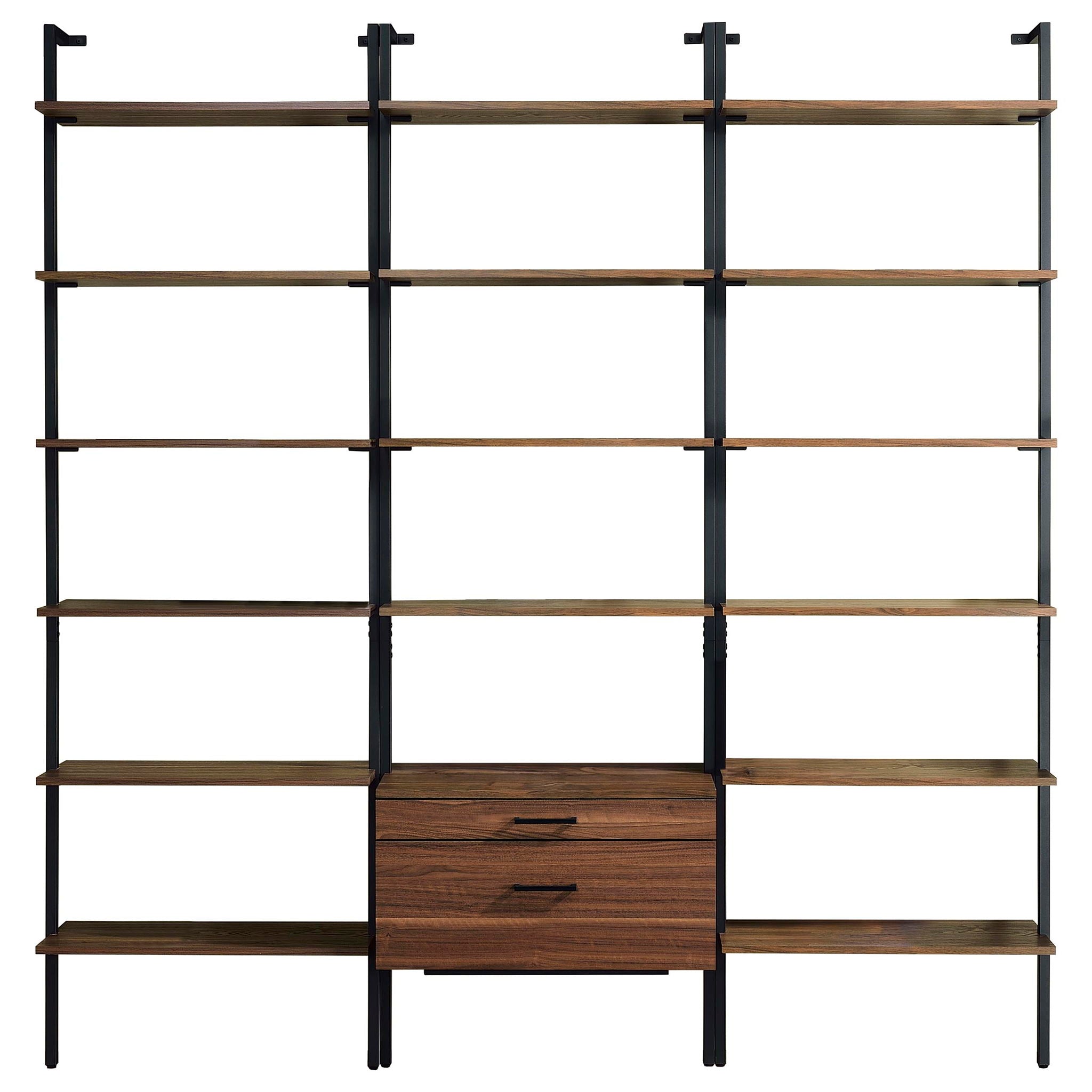 Owens - 3 Piece Wall Mounted Bookshelf Set - Walnut
