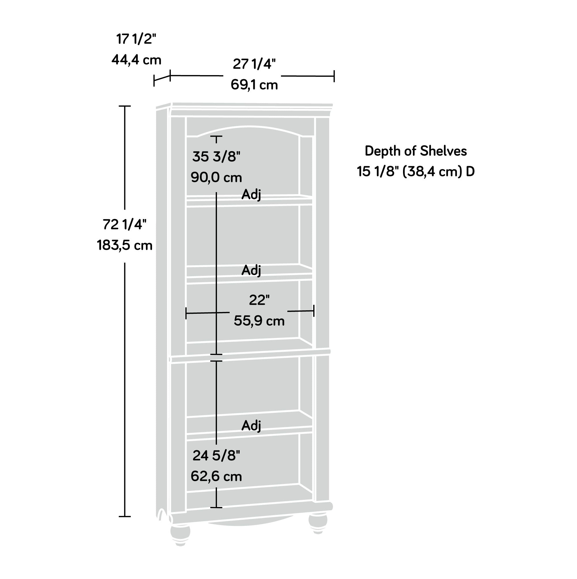 Harbor View 5-Shelf BookcaseLibrary Antiqued White