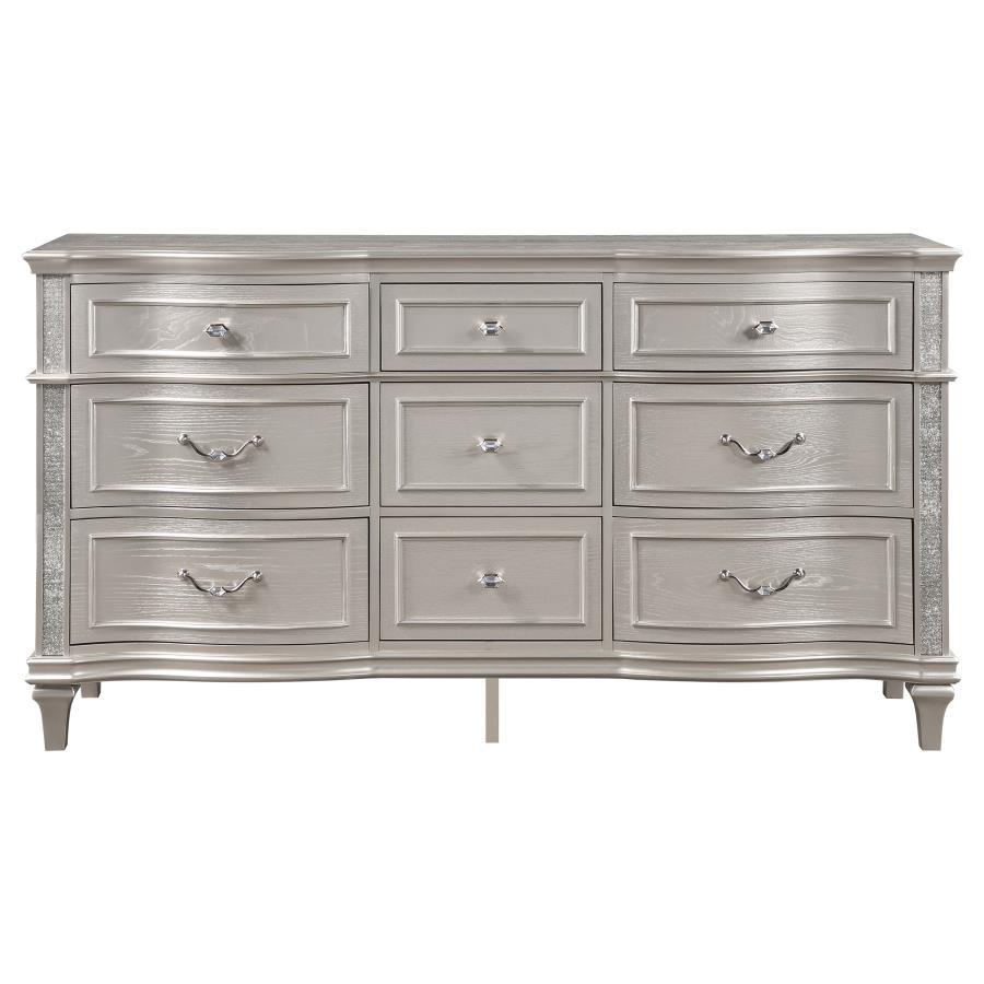 Coaster Fine Furniture Evangeline - 9-Drawer Dresser - Silver Oak | Meri Furniture