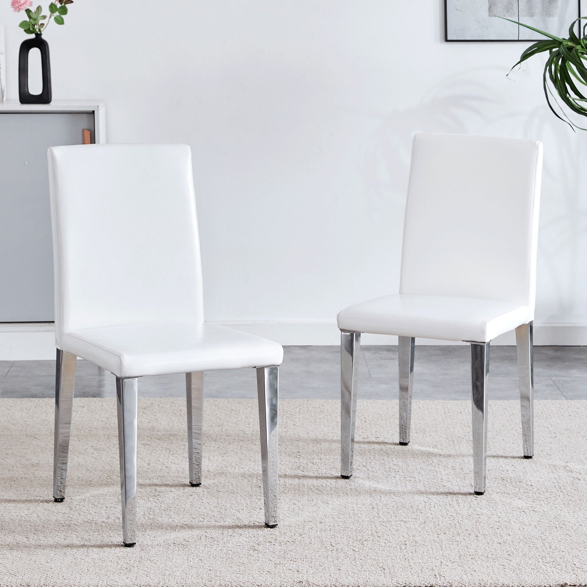 Elegant Upholstered Chairs & Metal Legs