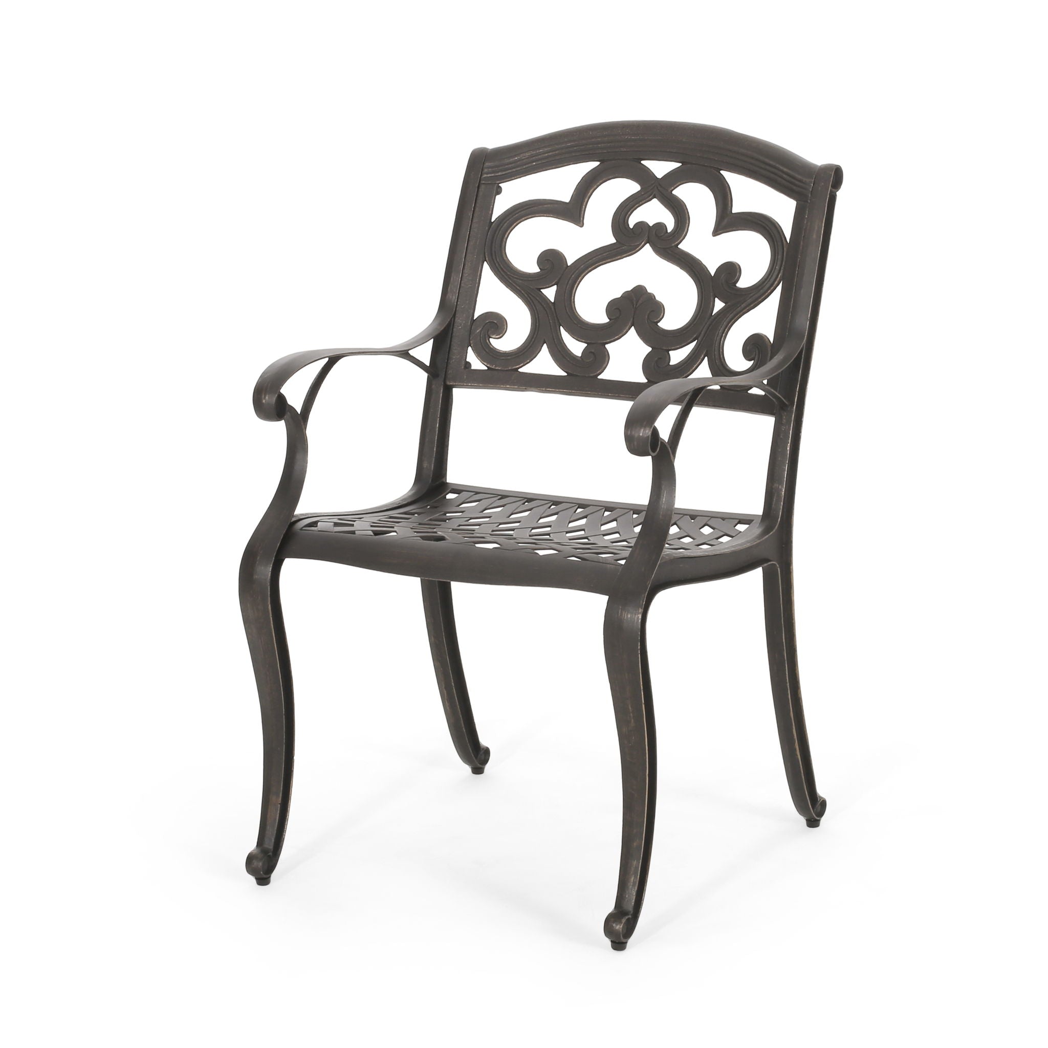 Cast Aluminum Dining Chair With Hand Crafted Details - Copper