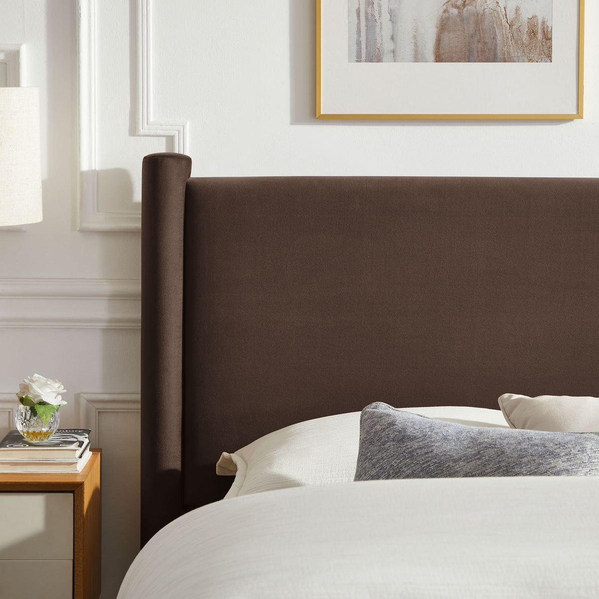 Rael Rounded Post Performance Velvet King Platform Bed by Modway