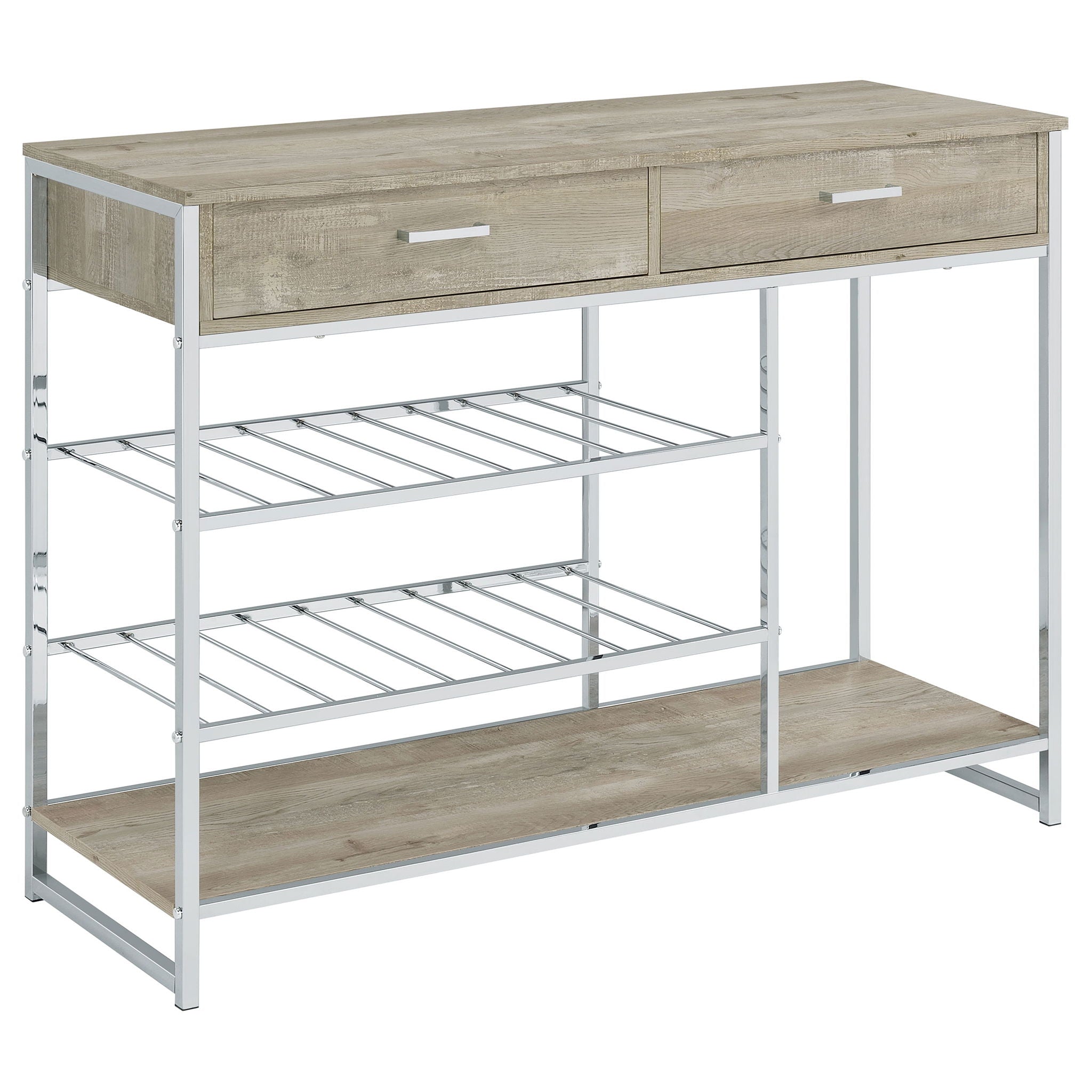 Ethel - 2 Drawer Home Bar Storage With Wine Rack - Oak