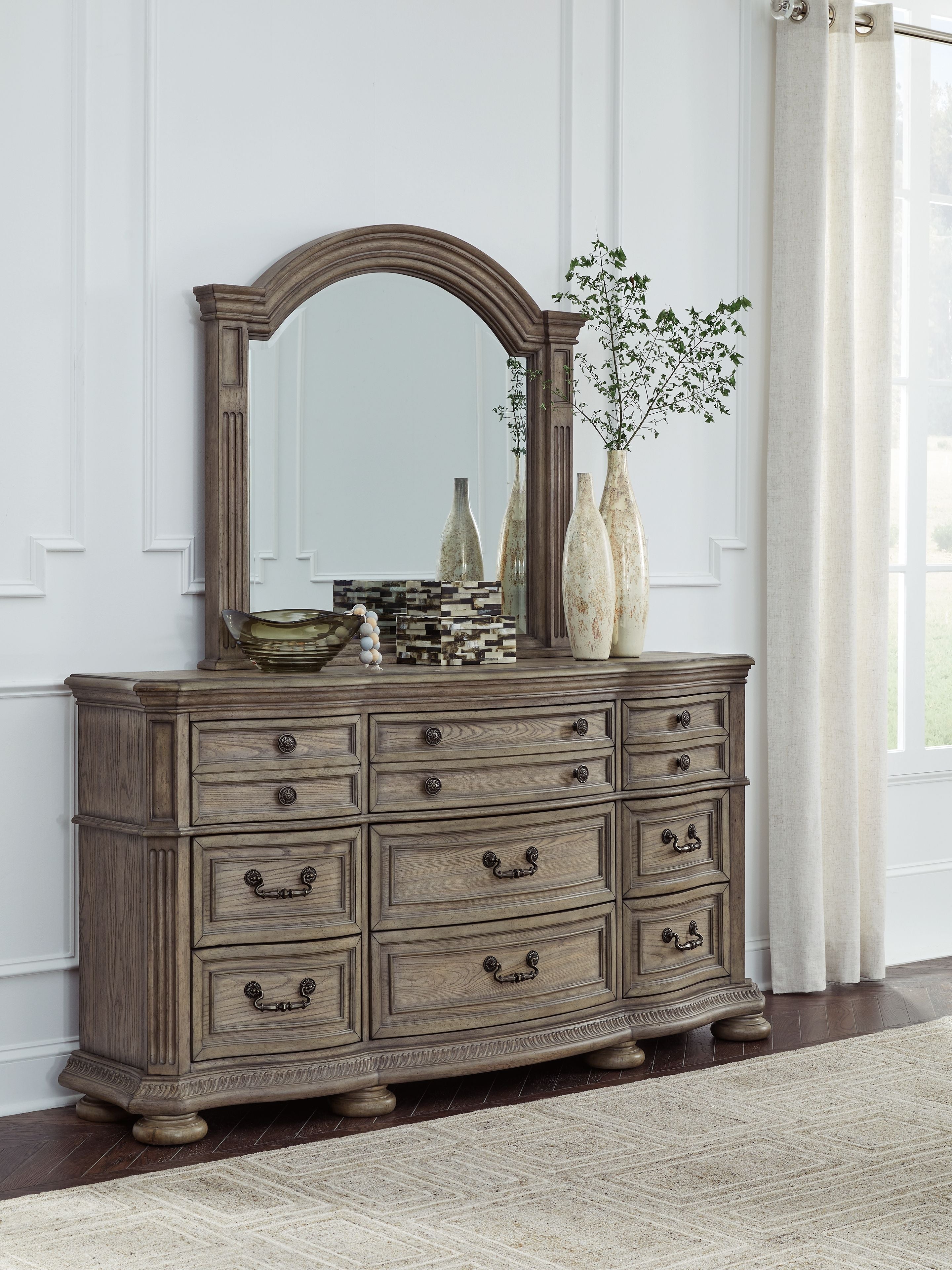 Signature Design by Ashley® Ardenfield - Light Brown - Dresser And Mirror | Meri Furniture