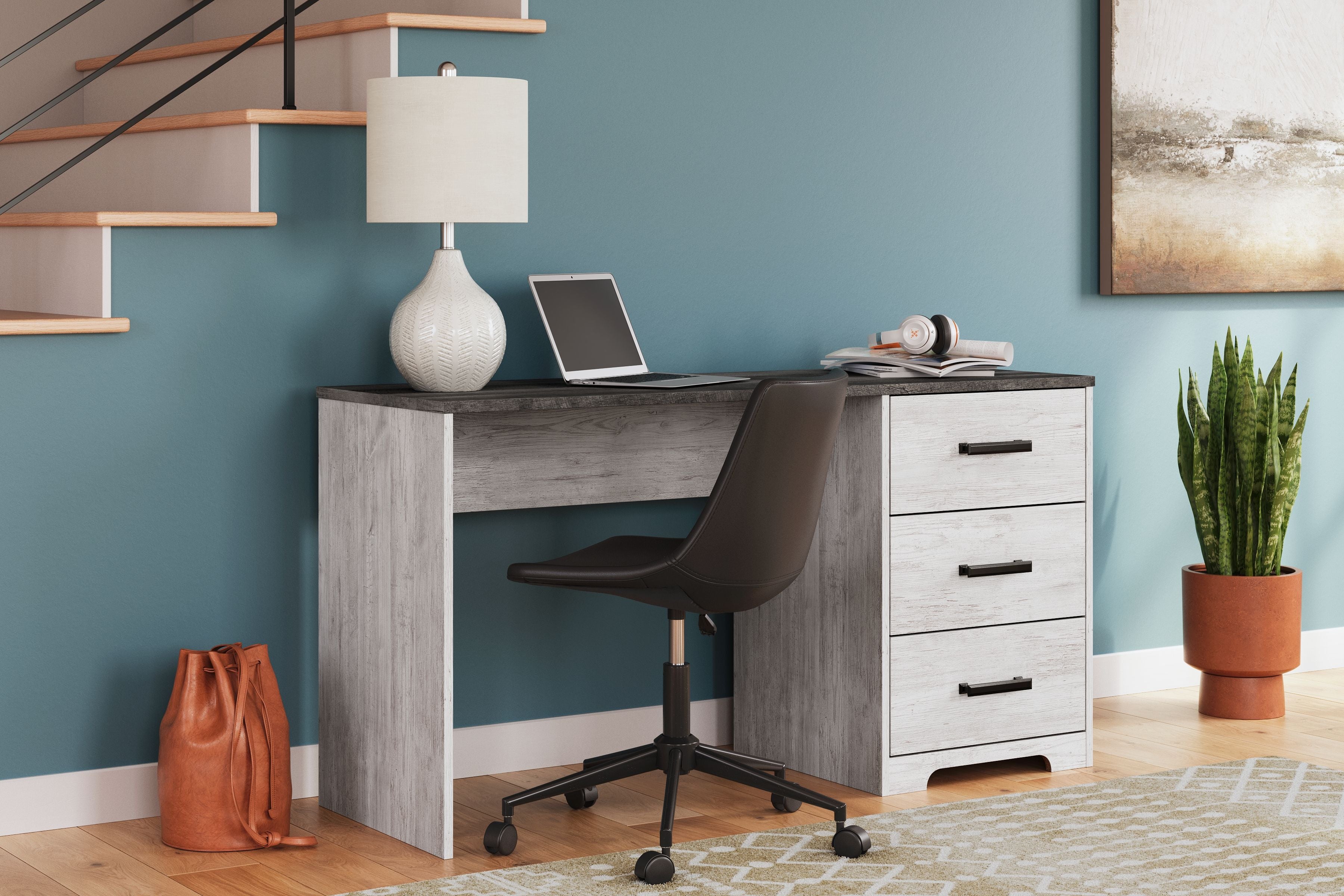 Signature Design by Ashley® Shawburn - White / Dark Charcoal Gray - Home Office Desk | Meri Furniture