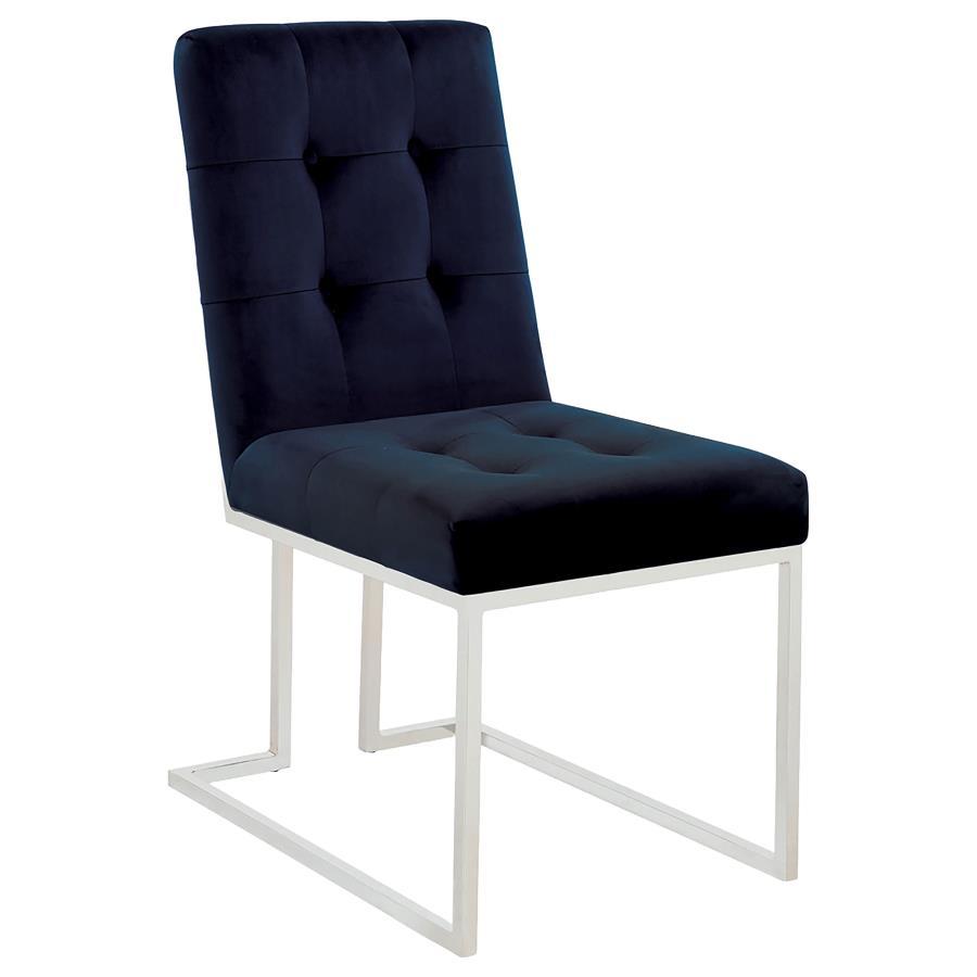 Coaster Fine Furniture Cisco - Velvet Upholstered Dining Side Chair (Set of 2) - Chrome | Meri Furniture