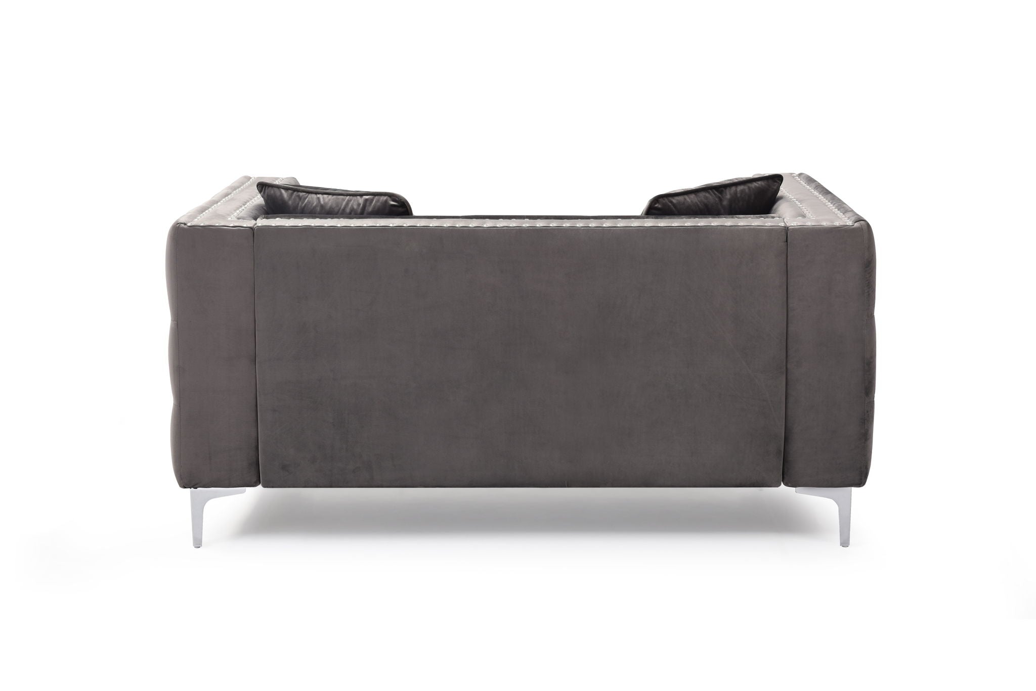 Wide Sofa With Jeweled Buttons Square Arm, 2 Pillows