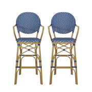 Outdoor Wicker And Aluminum French Barstools (Set of 2)