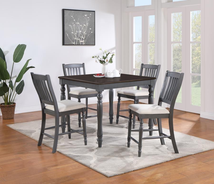 Coaster Fine Furniture Wiley - 5 Piece Square Counter Height Dining Set - Gray | Meri Furniture