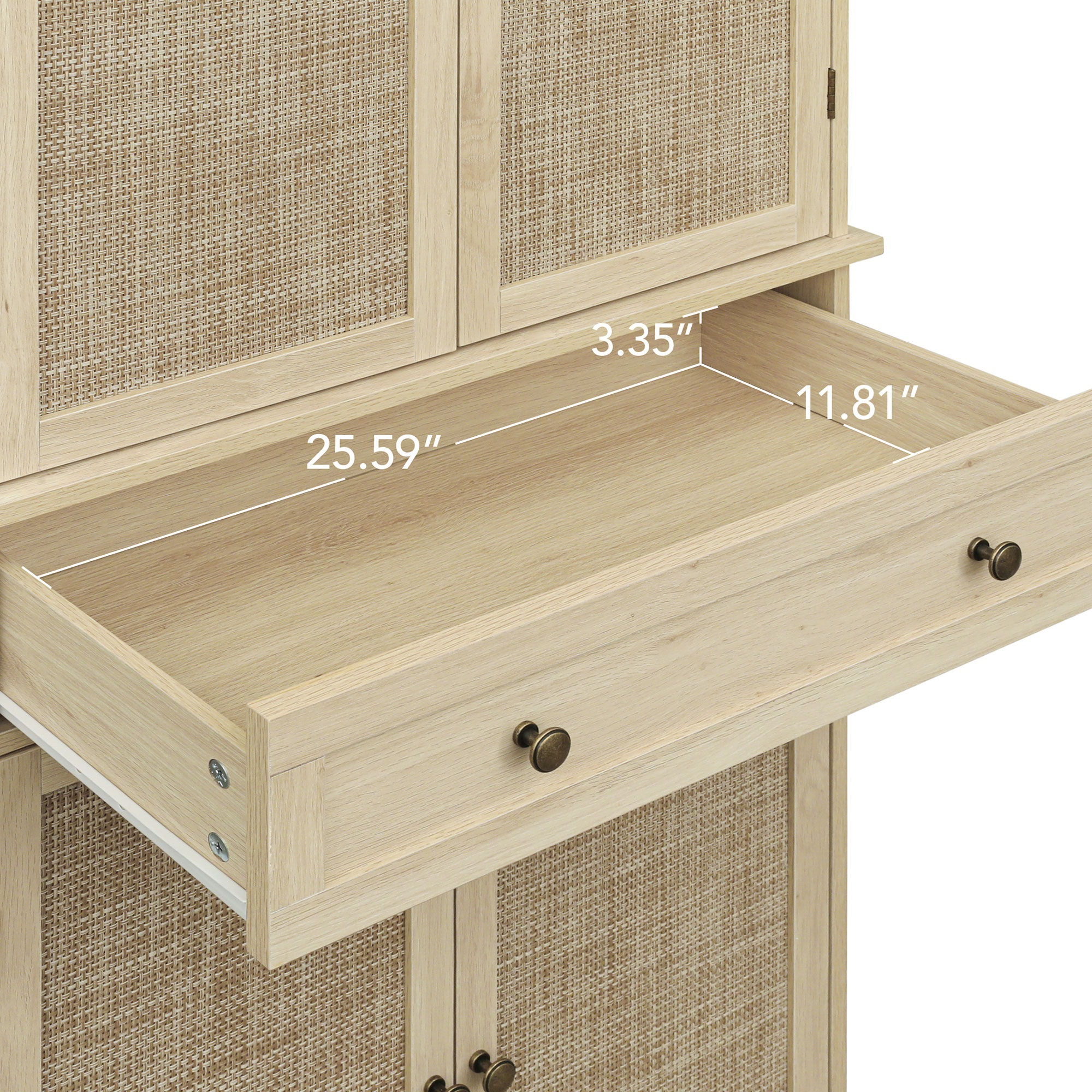 4 Door Storage Cabinet With 1 Drawer And 4 Adjustable Inner Shelves - Natural