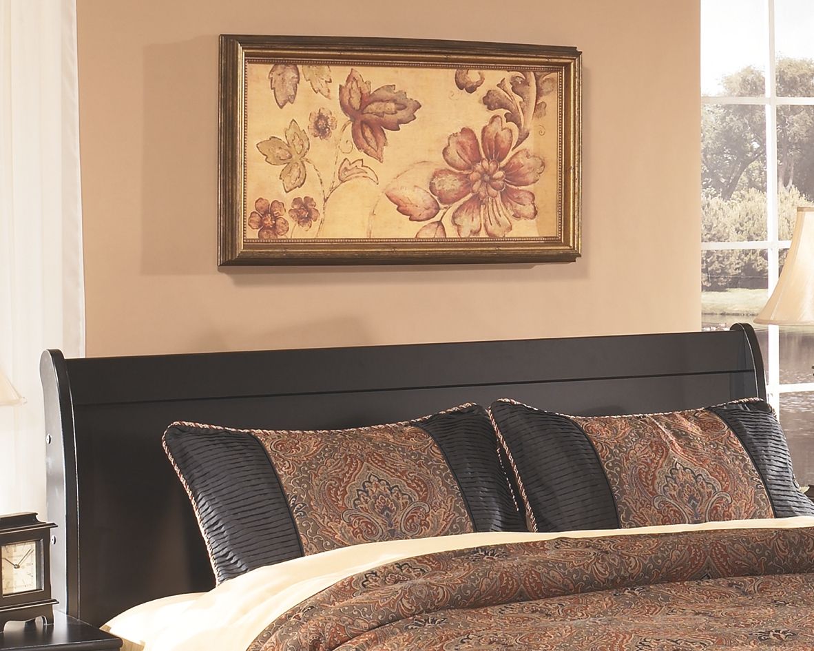 Ashley Furniture Huey - Black - Queen Sleigh Headboard | Meri Furniture