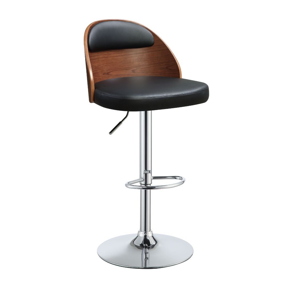 ACME Camila - Stool - Black PU & Walnut | Meri Furniture