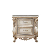 ACME Gorsedd - Nightstand - Marble & Antique White | Meri Furniture
