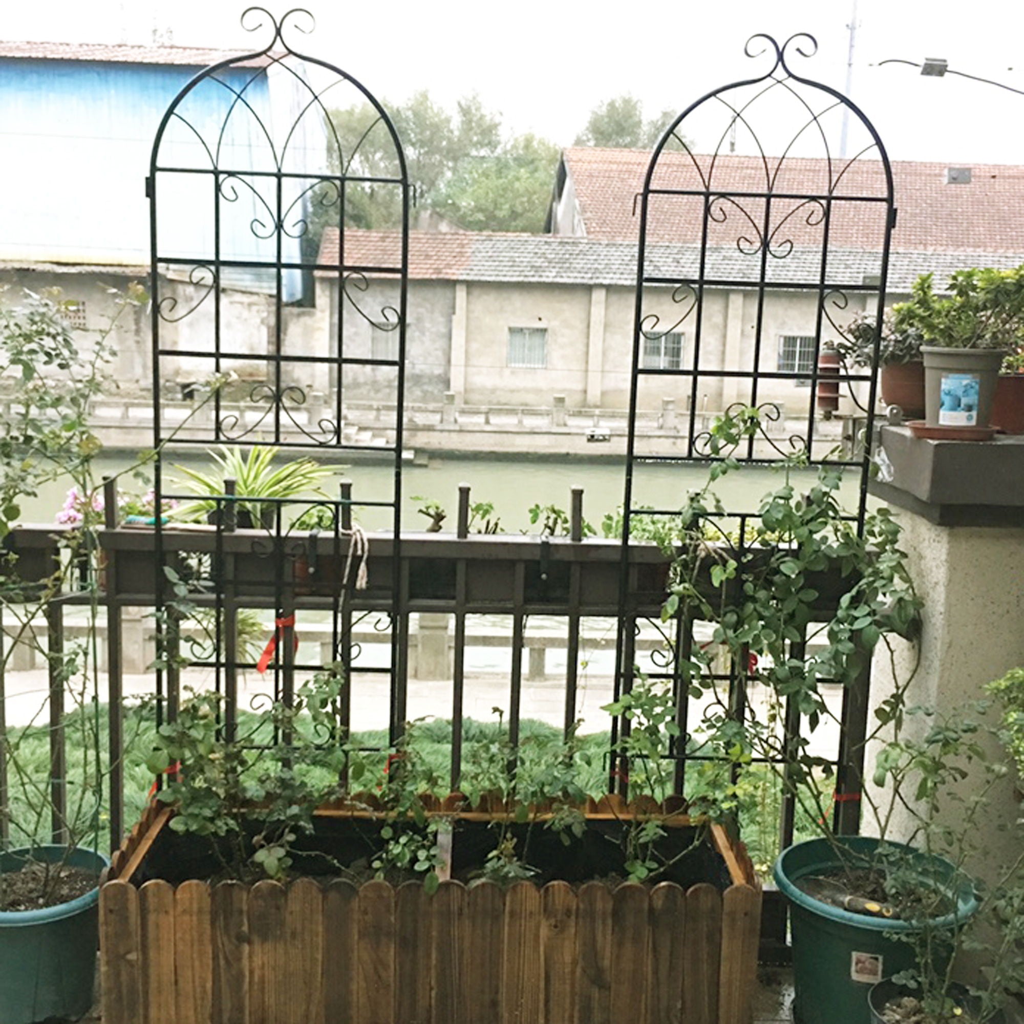 Metal Garden Rustproof Trellis For Climbing Plants Outdoor Flower Support