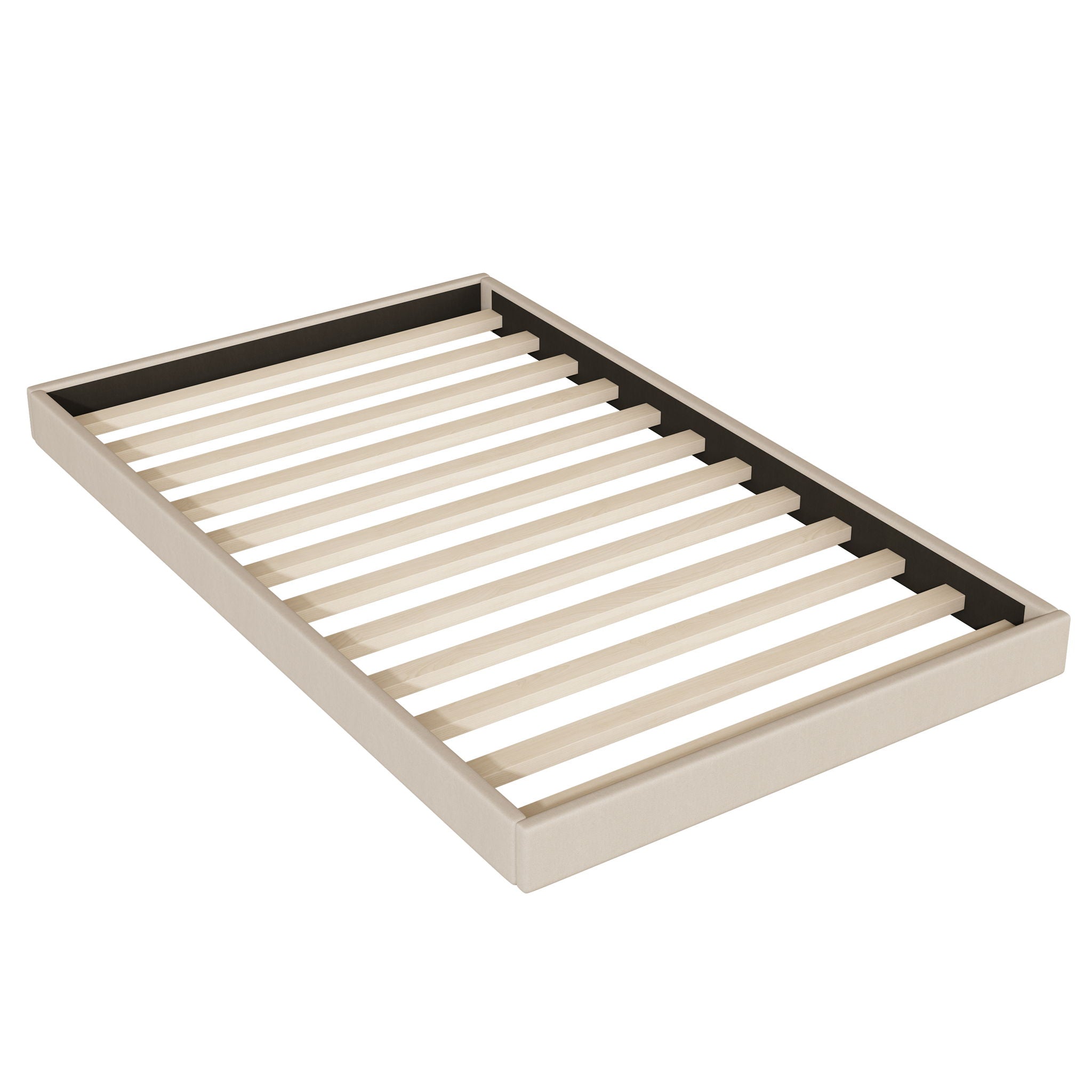 Upholstered Platform Bed With Trundle And 2 Sets Of USB Ports On Each Side, Linen Fabric