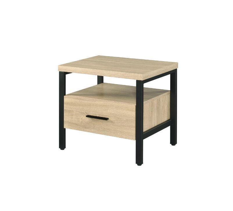ACME Yawan - Accent Table - Oak & Black Finish | Meri Furniture